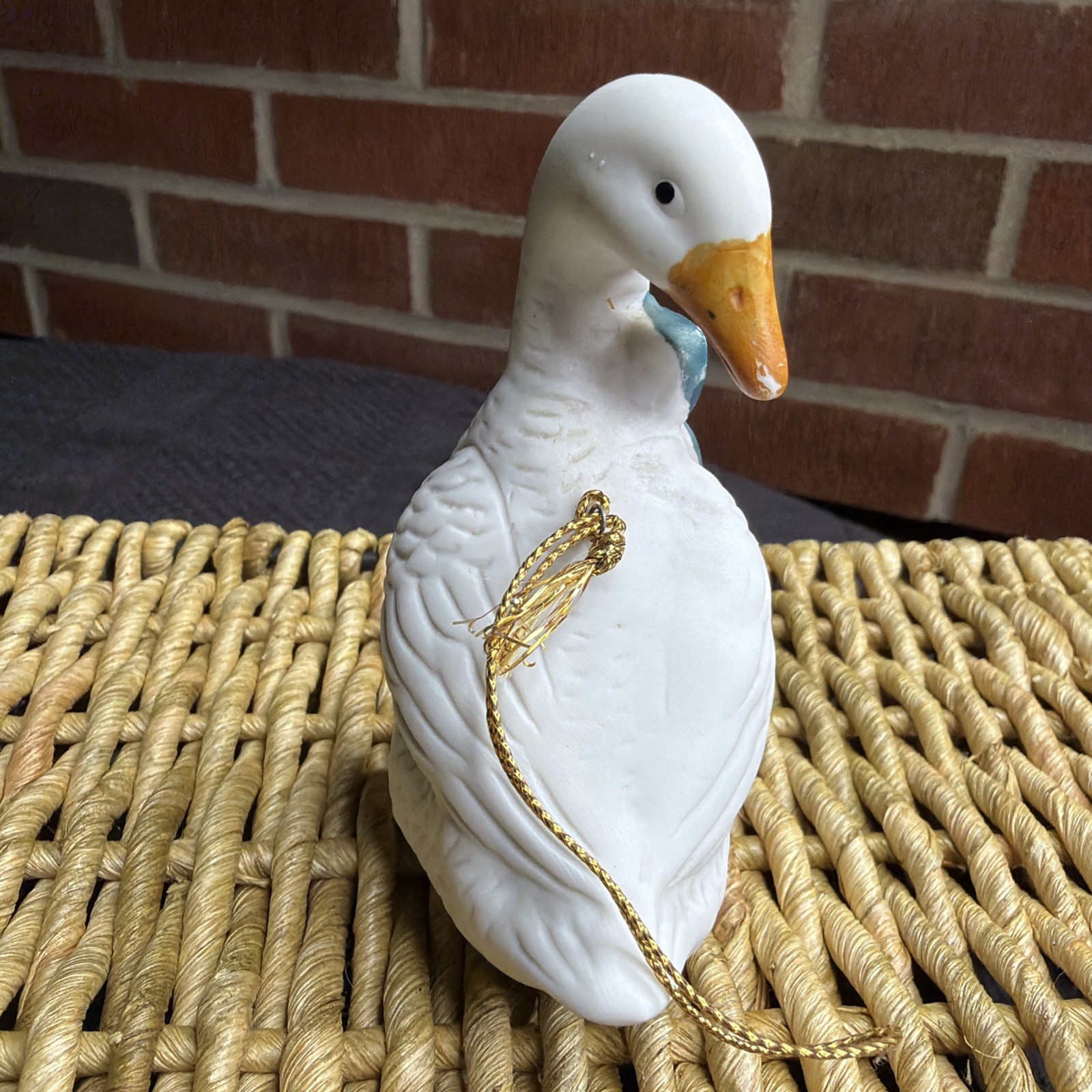 Blue And White Goose Ornament Figurine Vintage Cottagecore
