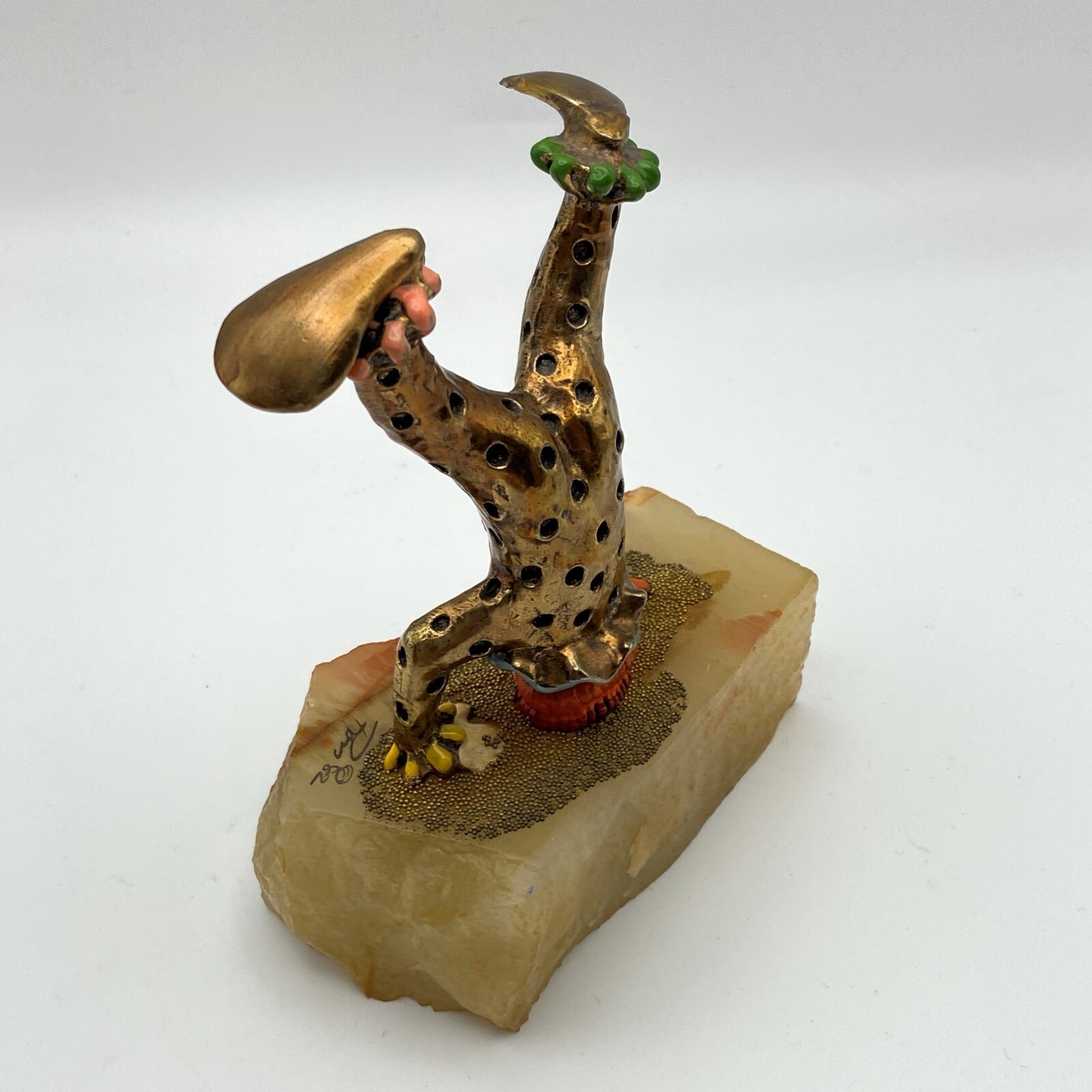 Vintage 1982 Ron Lee Clown Signed Sculpture PINKY THE CLOWN Standing on Head 24K