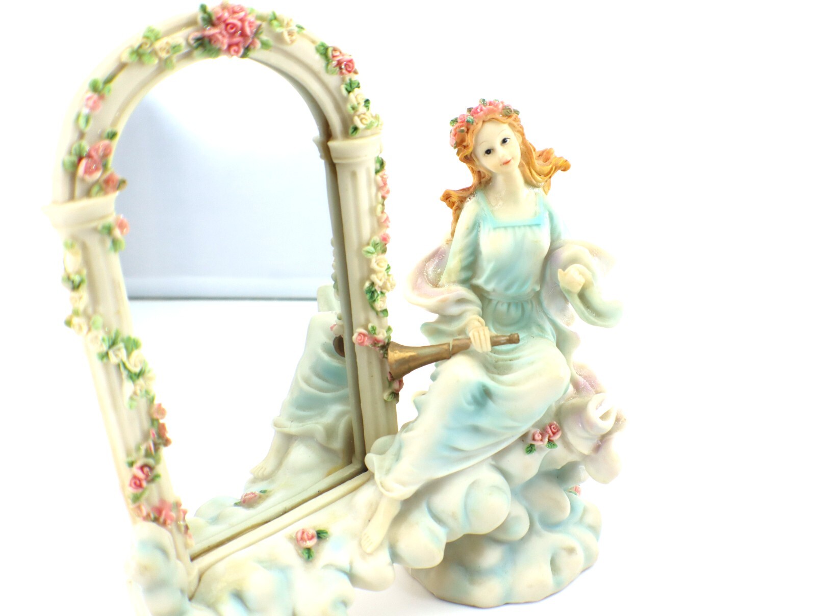 Angel Girl Sitting on Clouds with Mirror Desk Dresser Bathroom