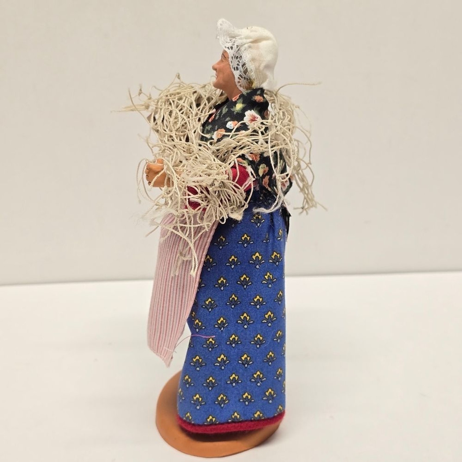 Santon De Provence by Claude Carbonel French Terracotta Figurine Fisherwoman