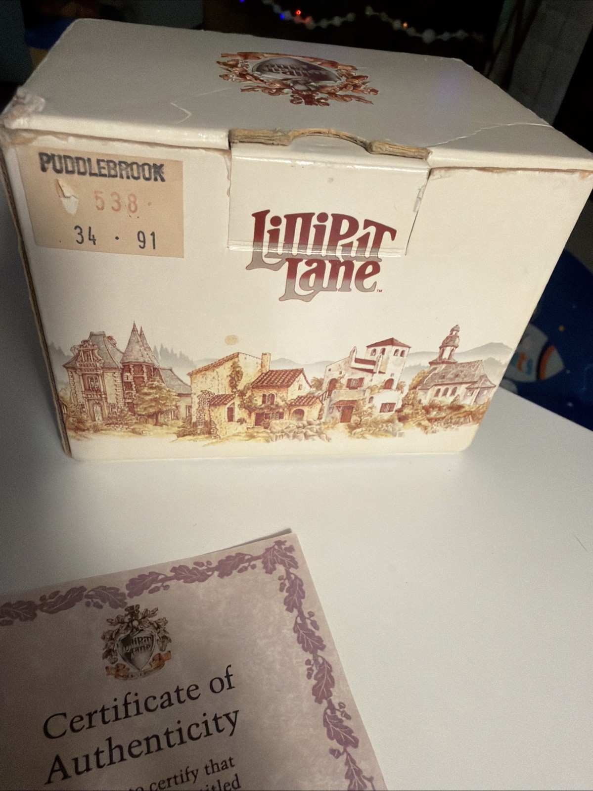 Lilliput Lane PUDDLEBROOK Cottage Figurine COLLECTORS CLUB 1991 W/COA, Box