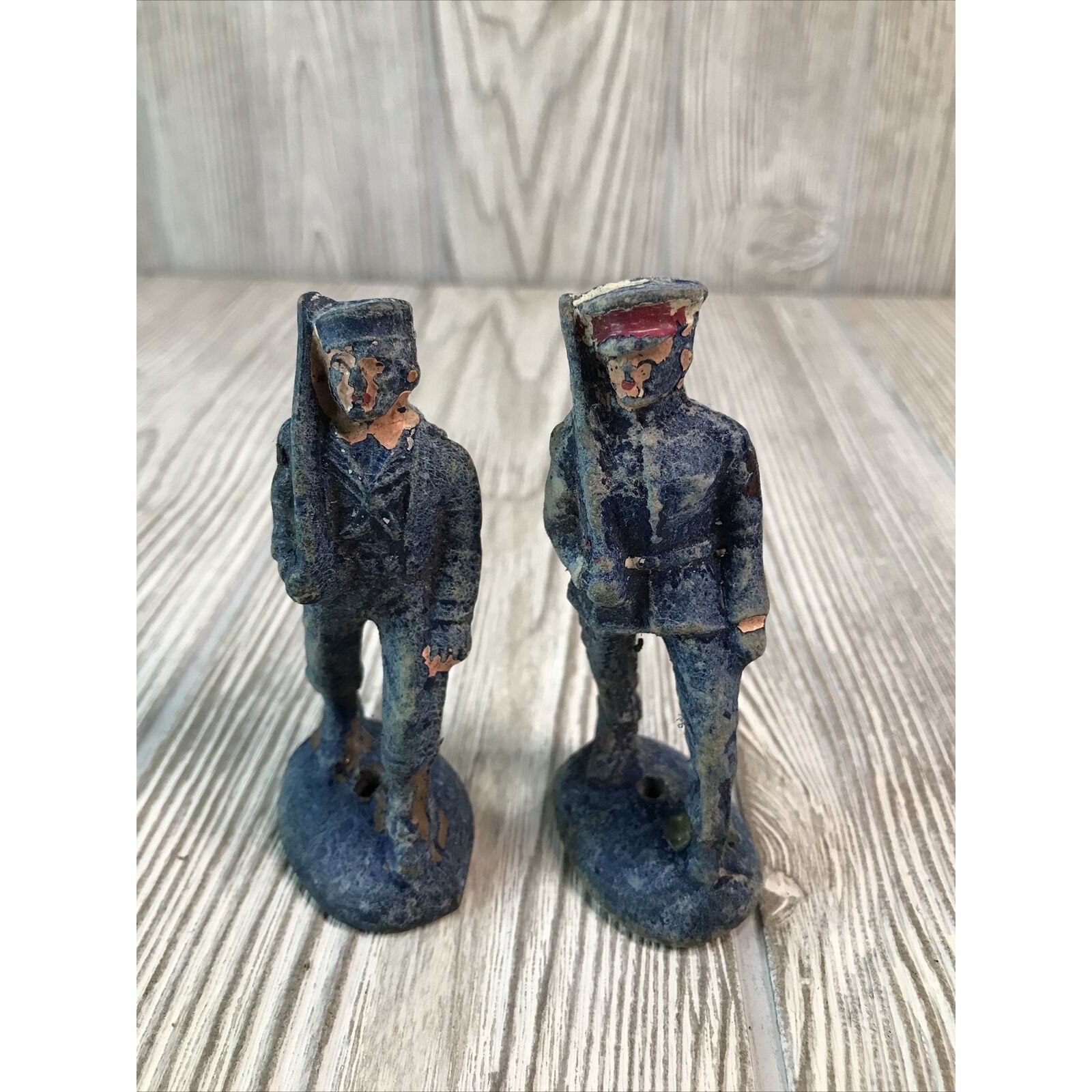 Vintage Bisque Military Soldier Figurines Lot of 2 Battle Attire