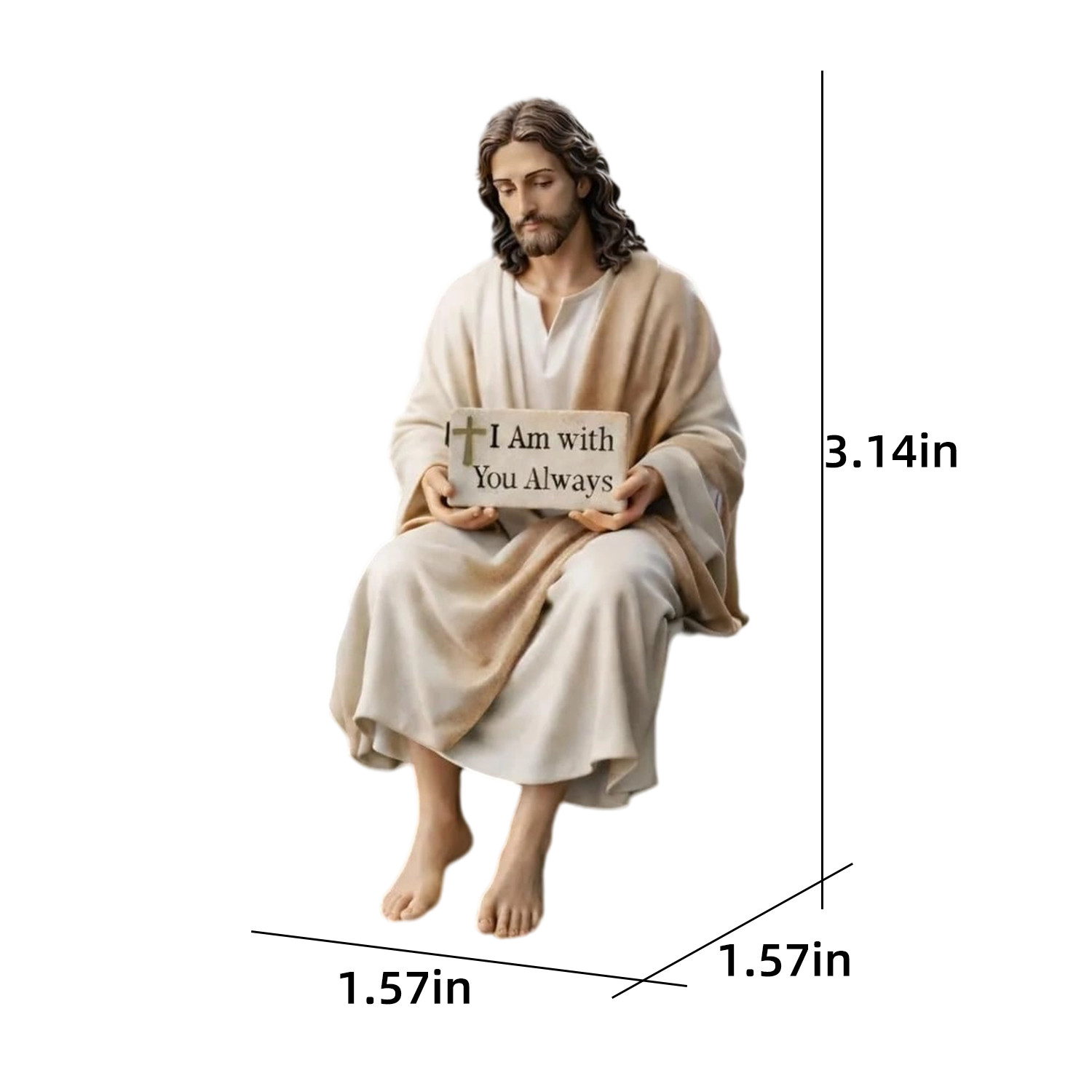 Resin Jesus Figurine Hand Painted Religious Statue Faith Jesus Ornaments Decor