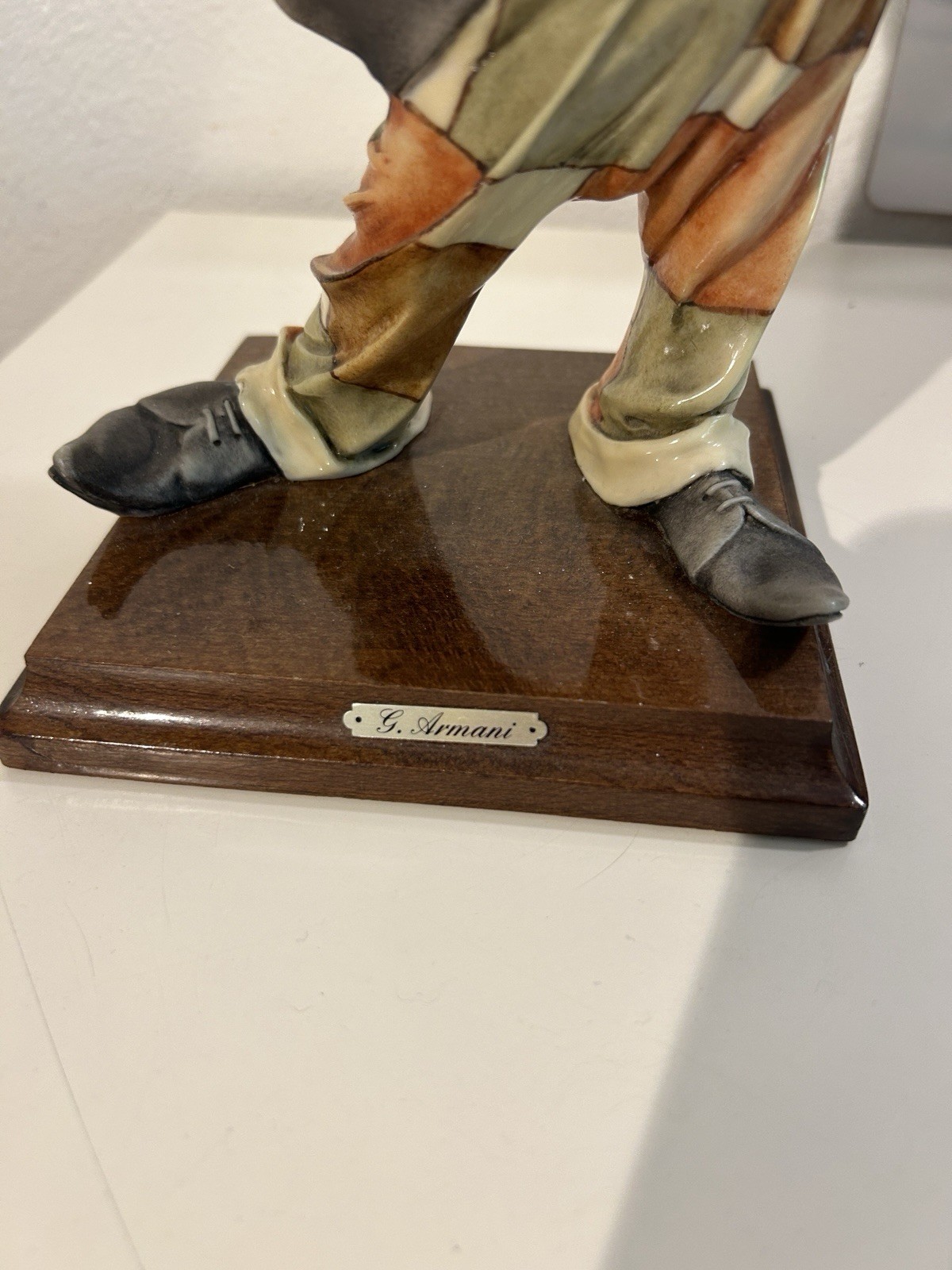Giuseppe Armani “The Sad Clown” 13 inches tall, Signed, Checkered Overalls