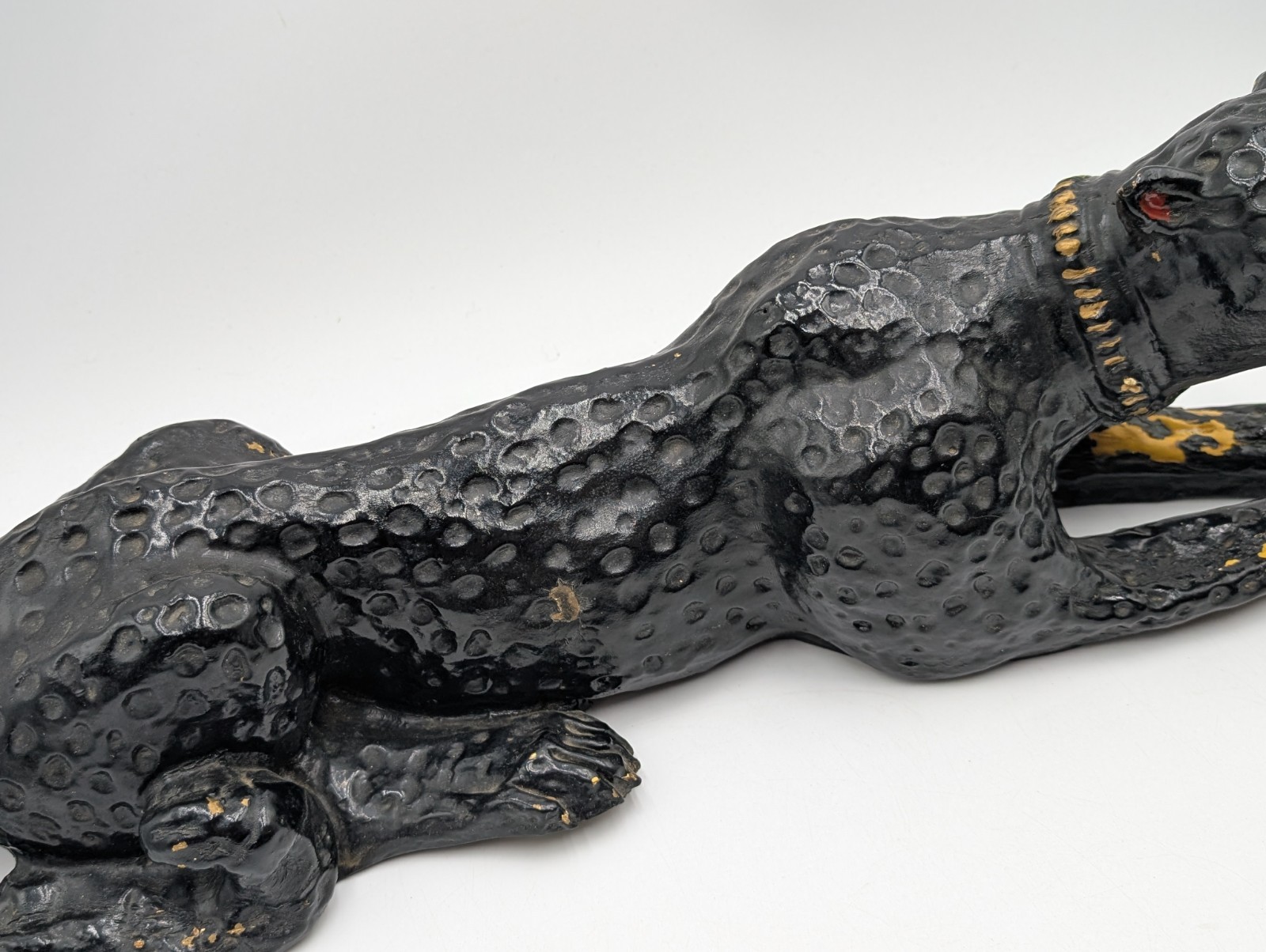 Panther Figurine 10lb MCM Antique Black Vtg 24″