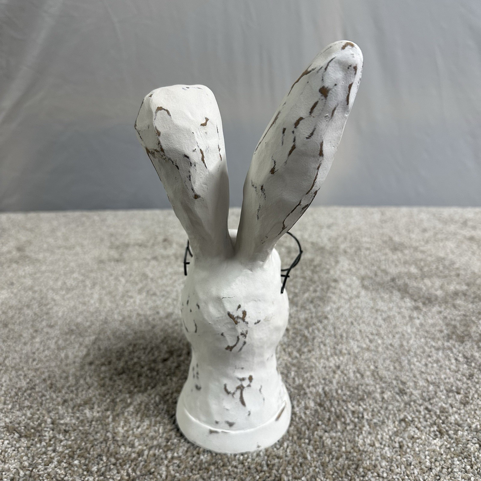 Decorative Bunny Figurine with Glasses, 10.5 inch, Distressed White Farmhouse.