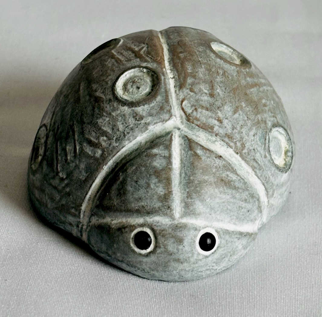 Vintage Isabel Bloom Ladybug Signed Concrete Sculpture 2-3/4″ 1999
