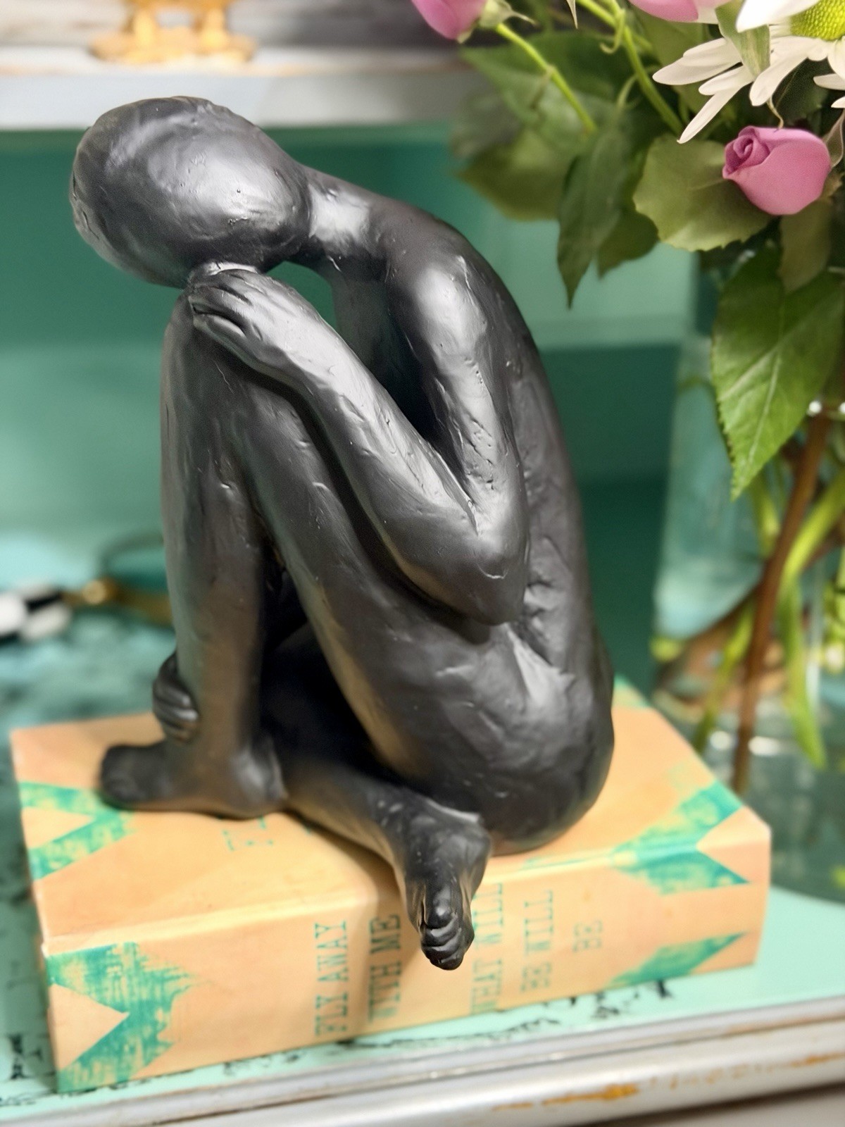 Mikasa Home Accents Artistic Sitting Woman Black Matte Resin Sculpture