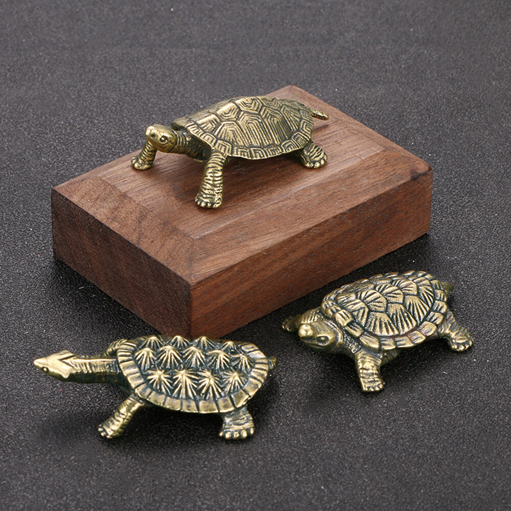 Brass Retro Turtle Figurine Statue Home Office Decor Animal Figurines Toys 3Pcs