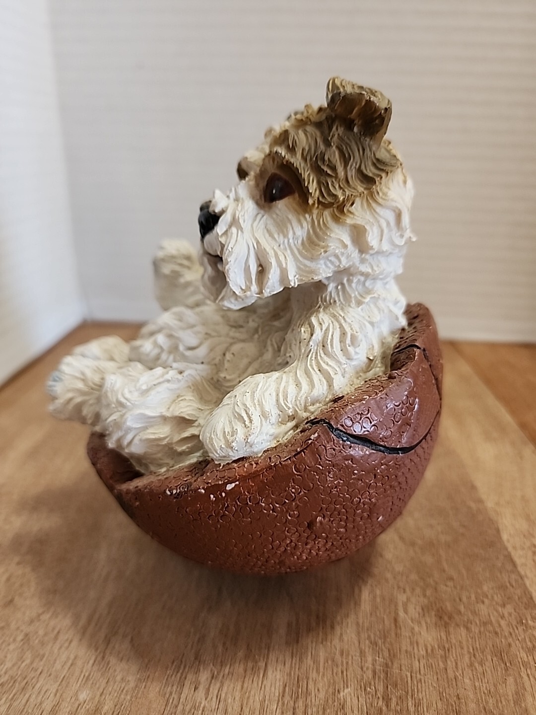 Resin Dog Figurine Terrier in a Torn Basketball
