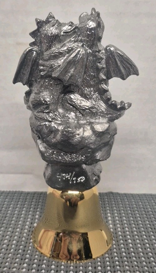 Vintage 1999 Michael Ricker Pewter Dragons Bell “Kathy & Joe” LTD ED #474 W/COA