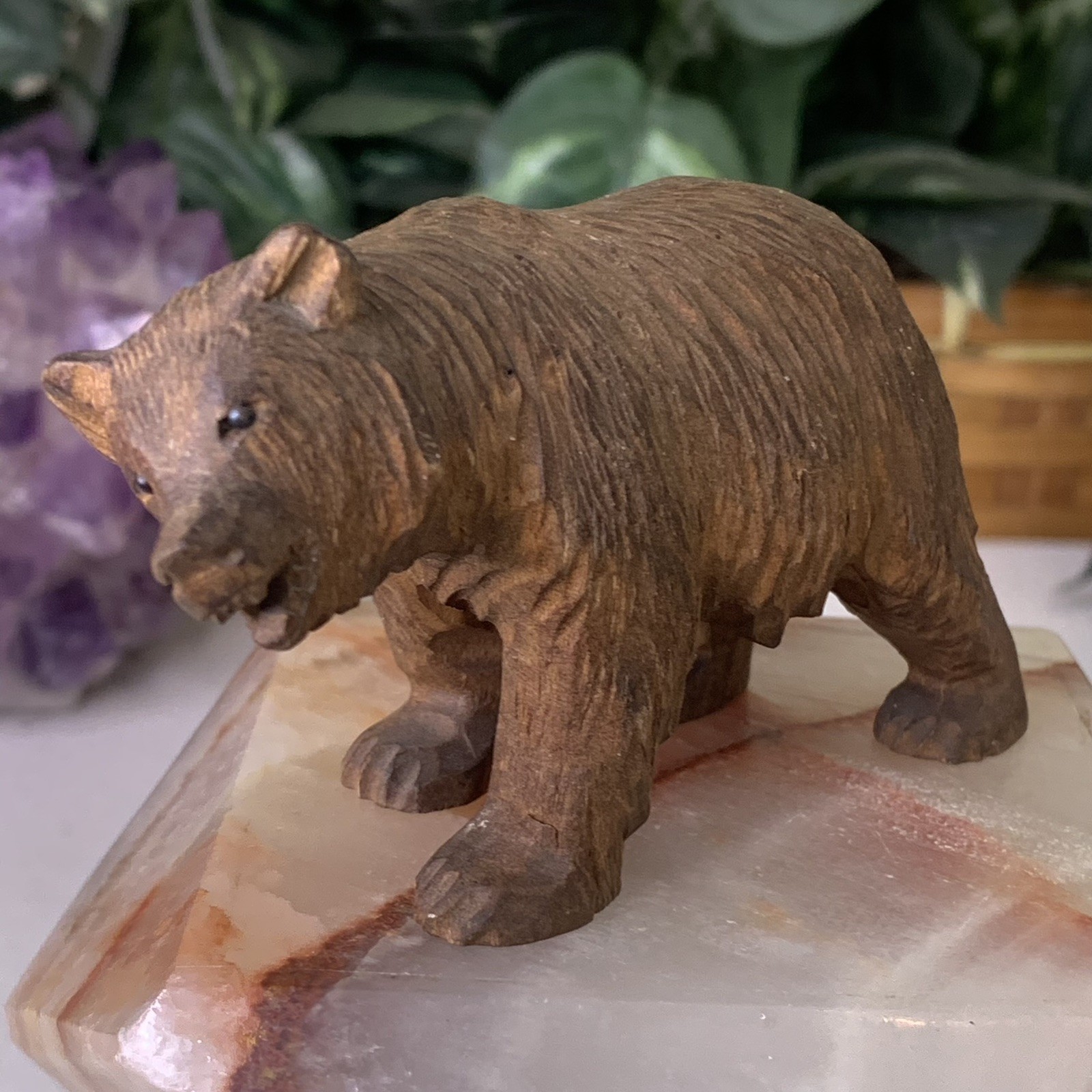 Vintage German or Swiss Black Forest or Brienz Carved Wood Bear Figurine Carving