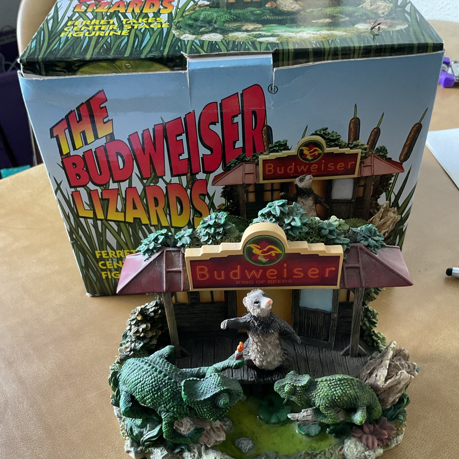 Budweiser Lizards Ferret Takes Center Stage Resin Figurine w/ Box (2000)