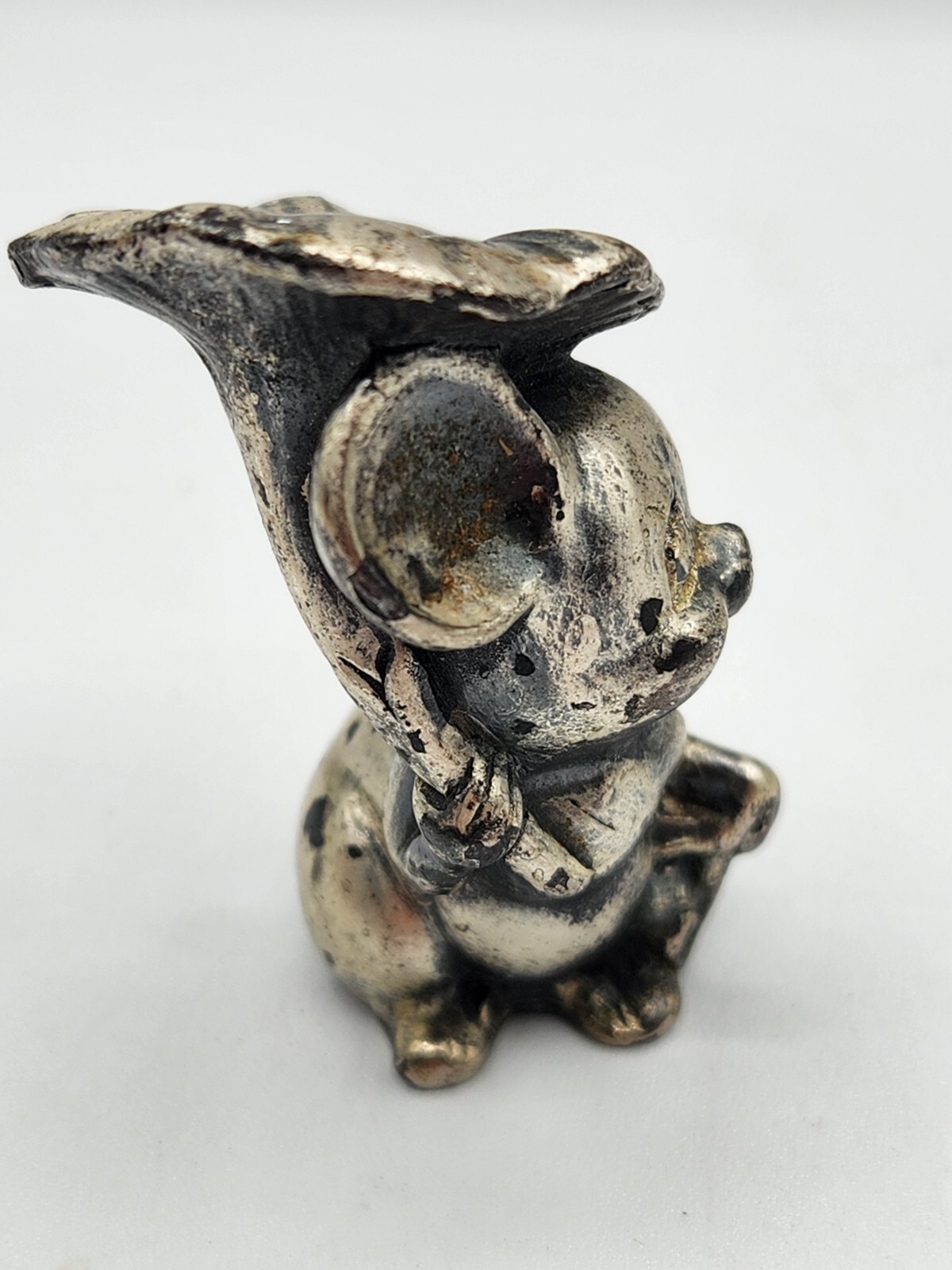 Miniature Mouse with Flower Figurine ~ Pewter Look ~ 2.5″