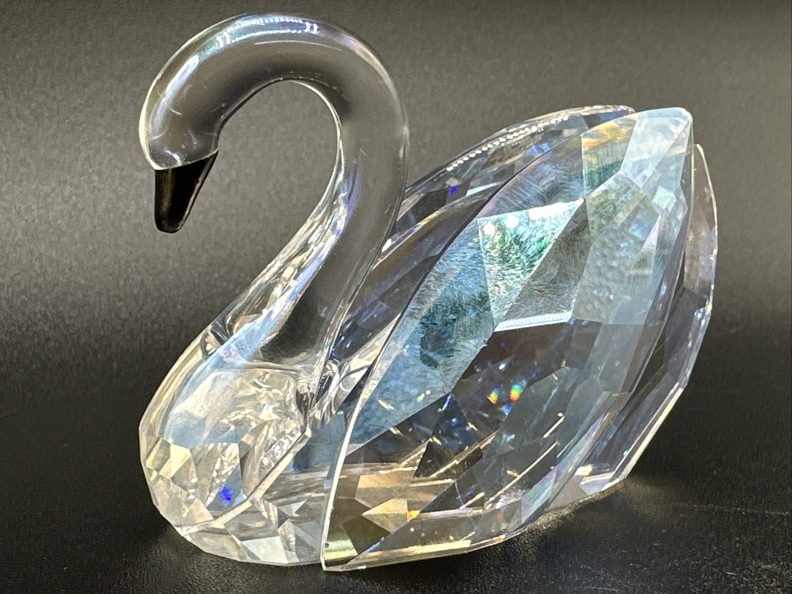 Swarovski Swan Clear Crystal w/ Black Colored Beak Signed w/ Logo 2″ x 3″