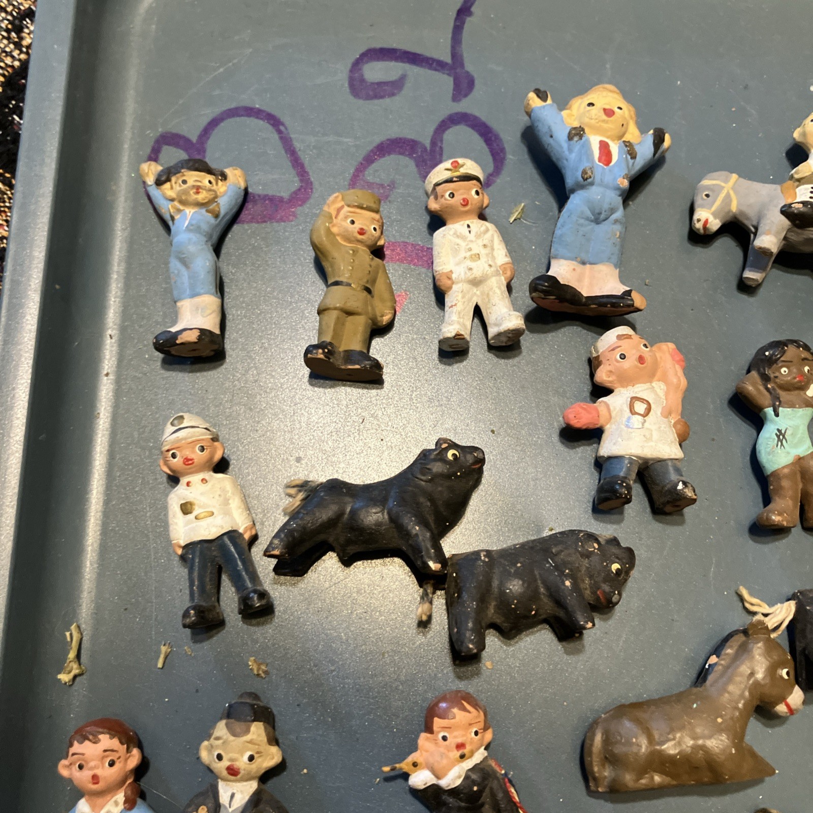 Lot of 20 VTG Spanish Mud People Figurines Terracotta: music, religion, sports