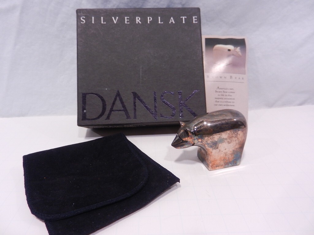 Vintage Mid Century Style Bear Paperweight Figurine DANSK Silverplate Designs