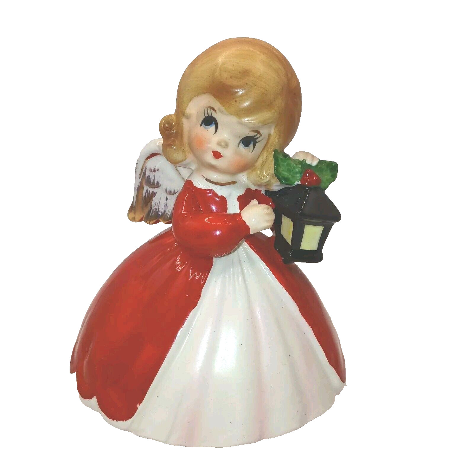 Vtg Lefton Christmas Angel w/ Lantern Music Box Figure Plays Somewhere My Love