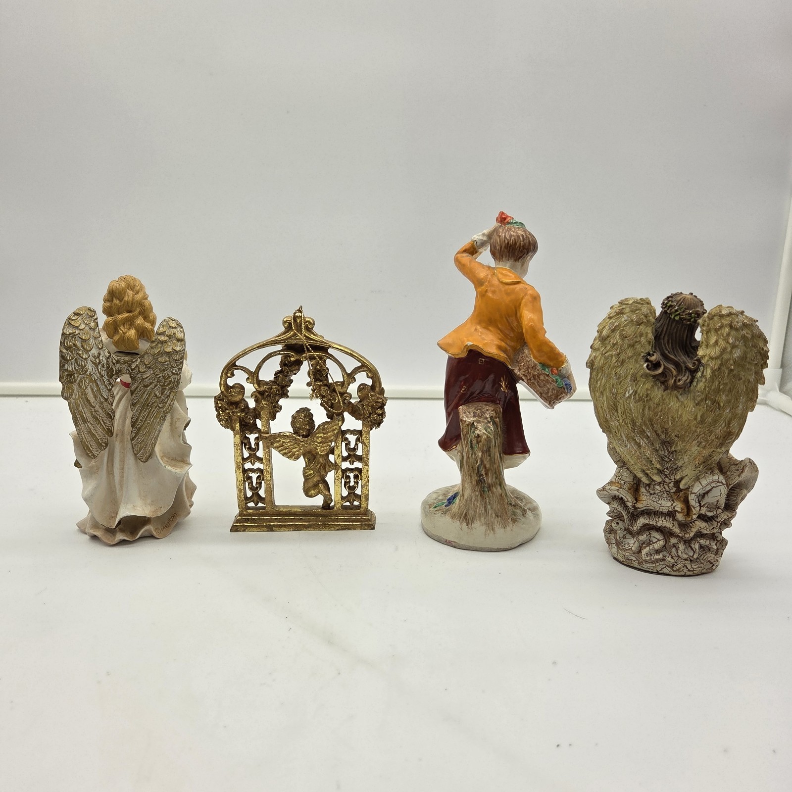 Lot of 4 Angel & Girl Figurines – Porcelain, Polystone, Resin, Ceramic – Mixed