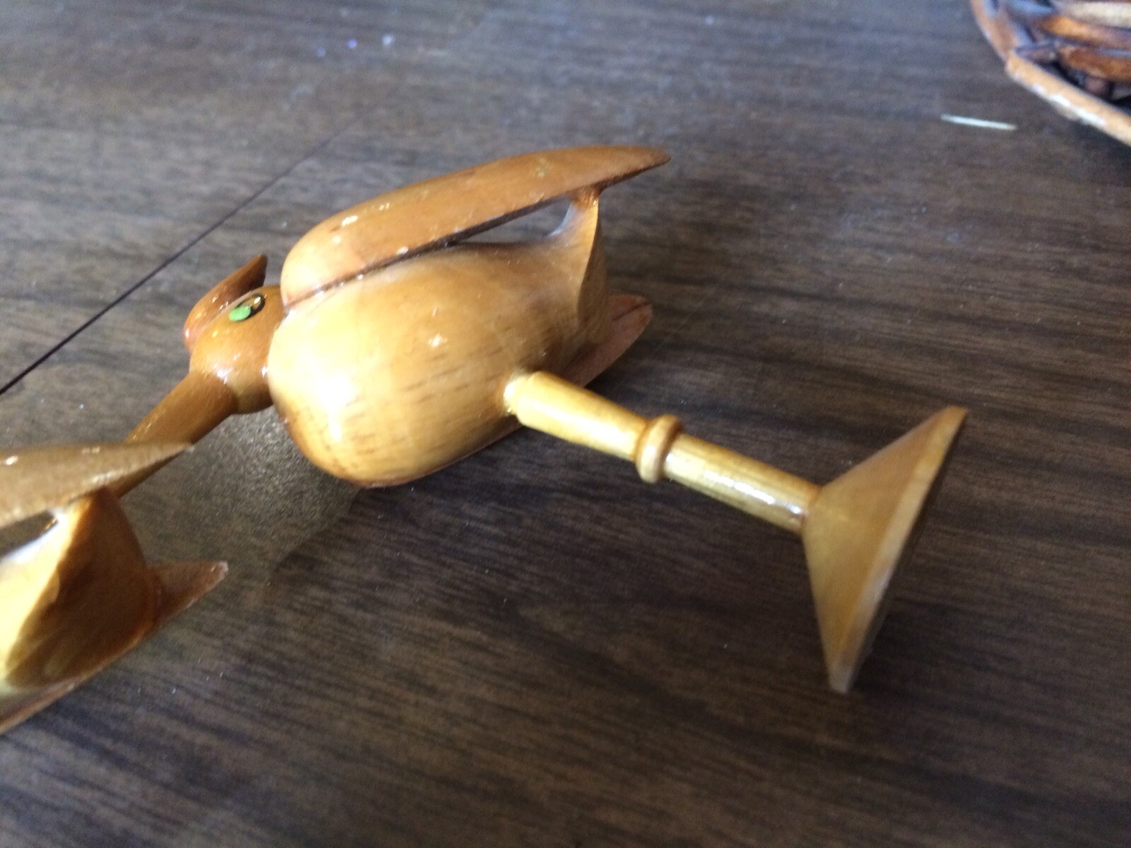 Vintage Mid Century Modern Pair Of Handmade Wood Carved Birds Bird