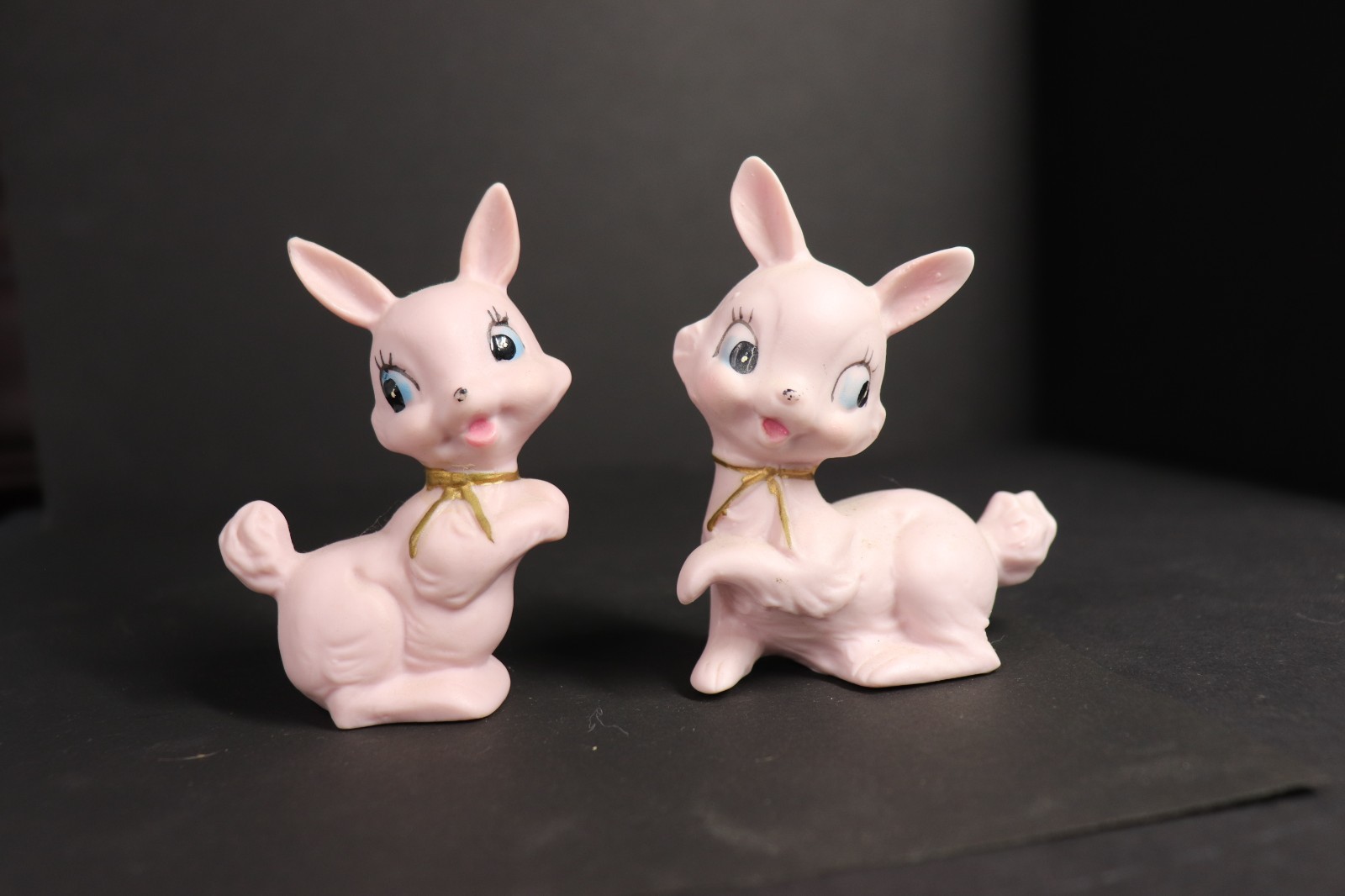 VTG Arnart Pink Deer Fawn Figurines Japan Set of 2 Ceramic
