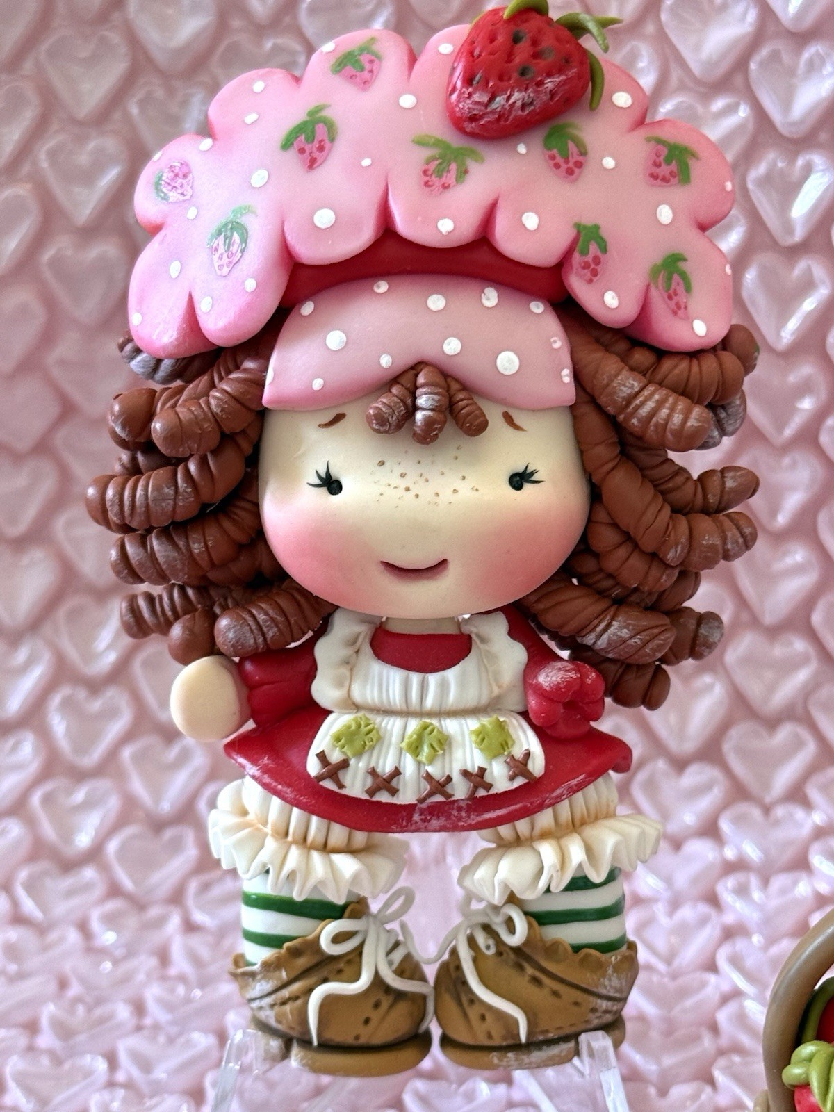 Cold Porcelain Handmade Strawberry Shortcake Doll / With Basket /collectible
