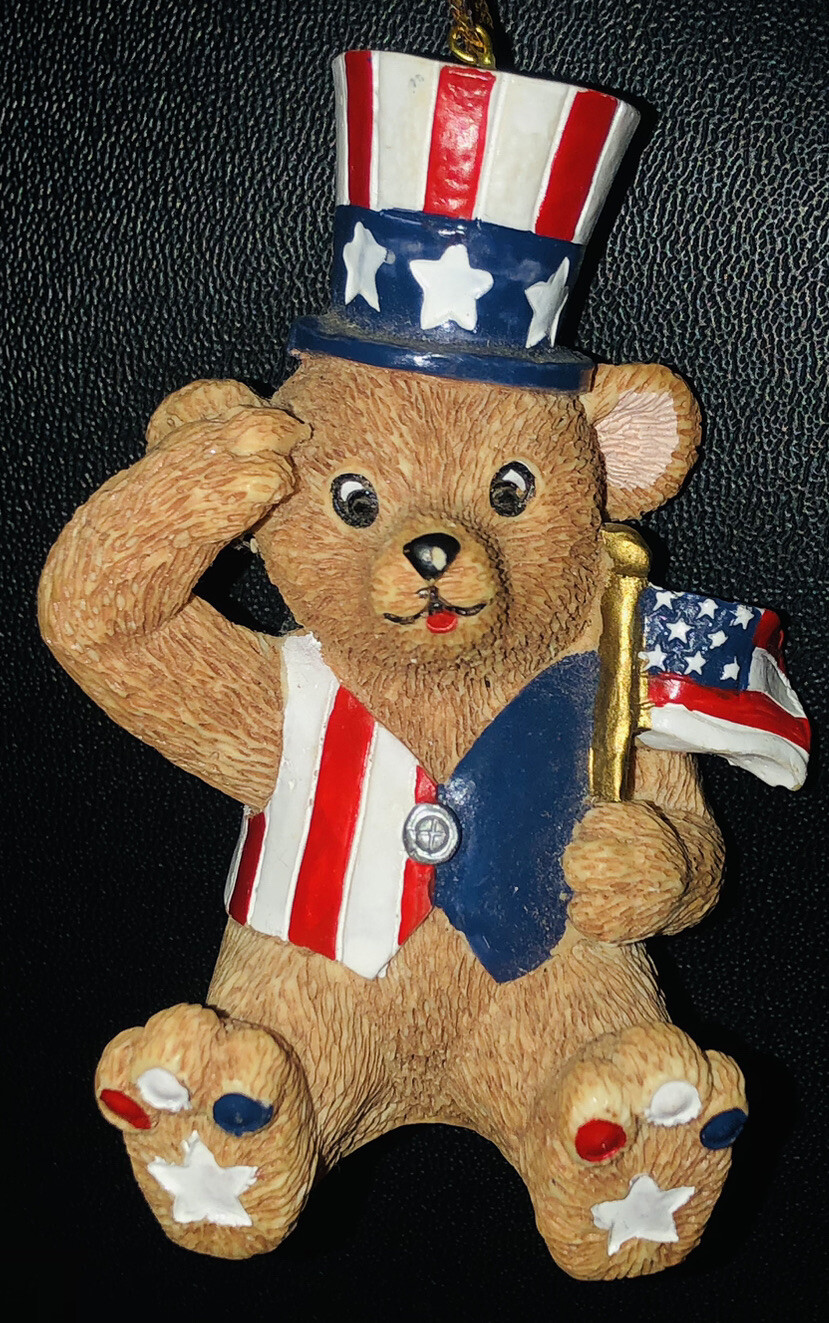 Independence Patriotic 4th Of July Bear Ornament American Flag Stars Stripes (1)