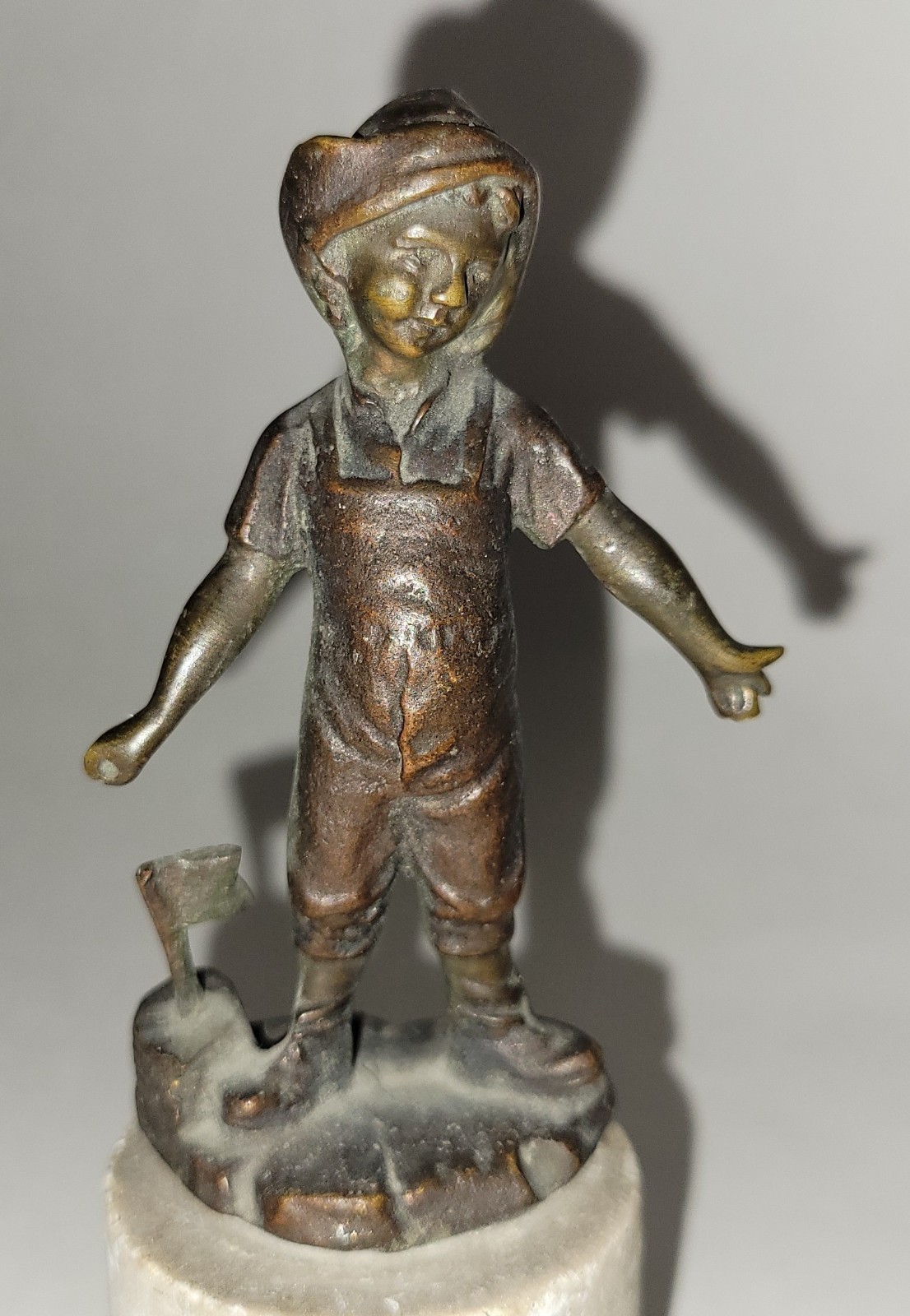 2 Vintage Bronze Boy Figurines on Marble Bases – Hans Keck?