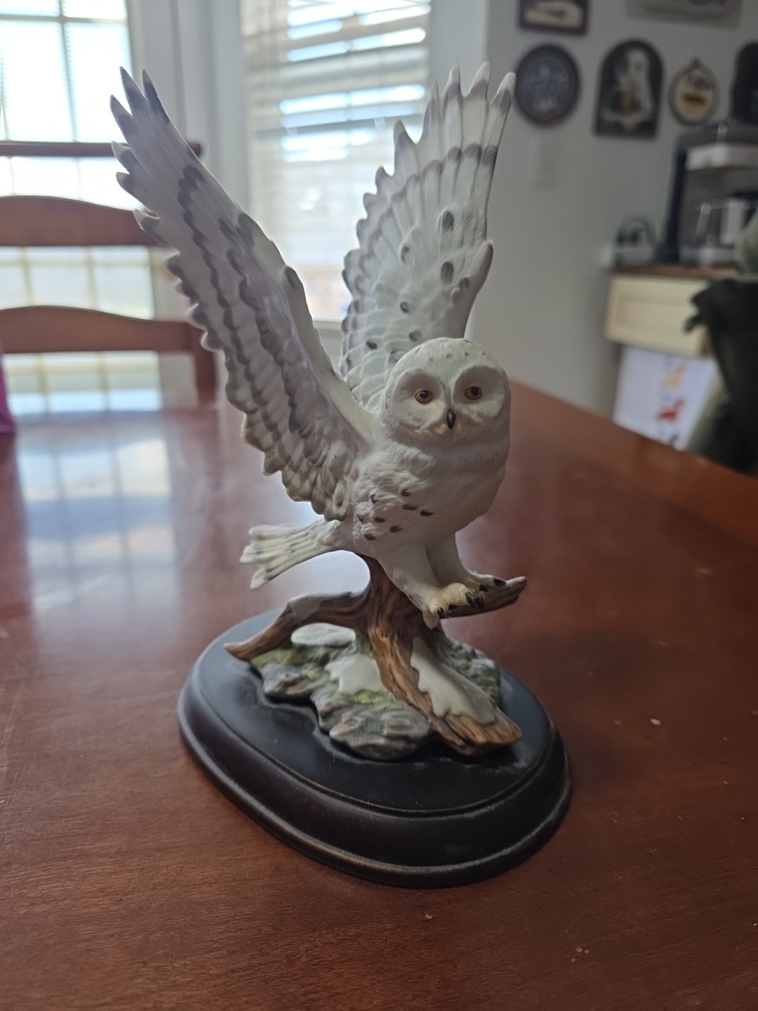 Homco Masterpiece Porcelain Owl Figurine Signed Mizuno On Wood Base