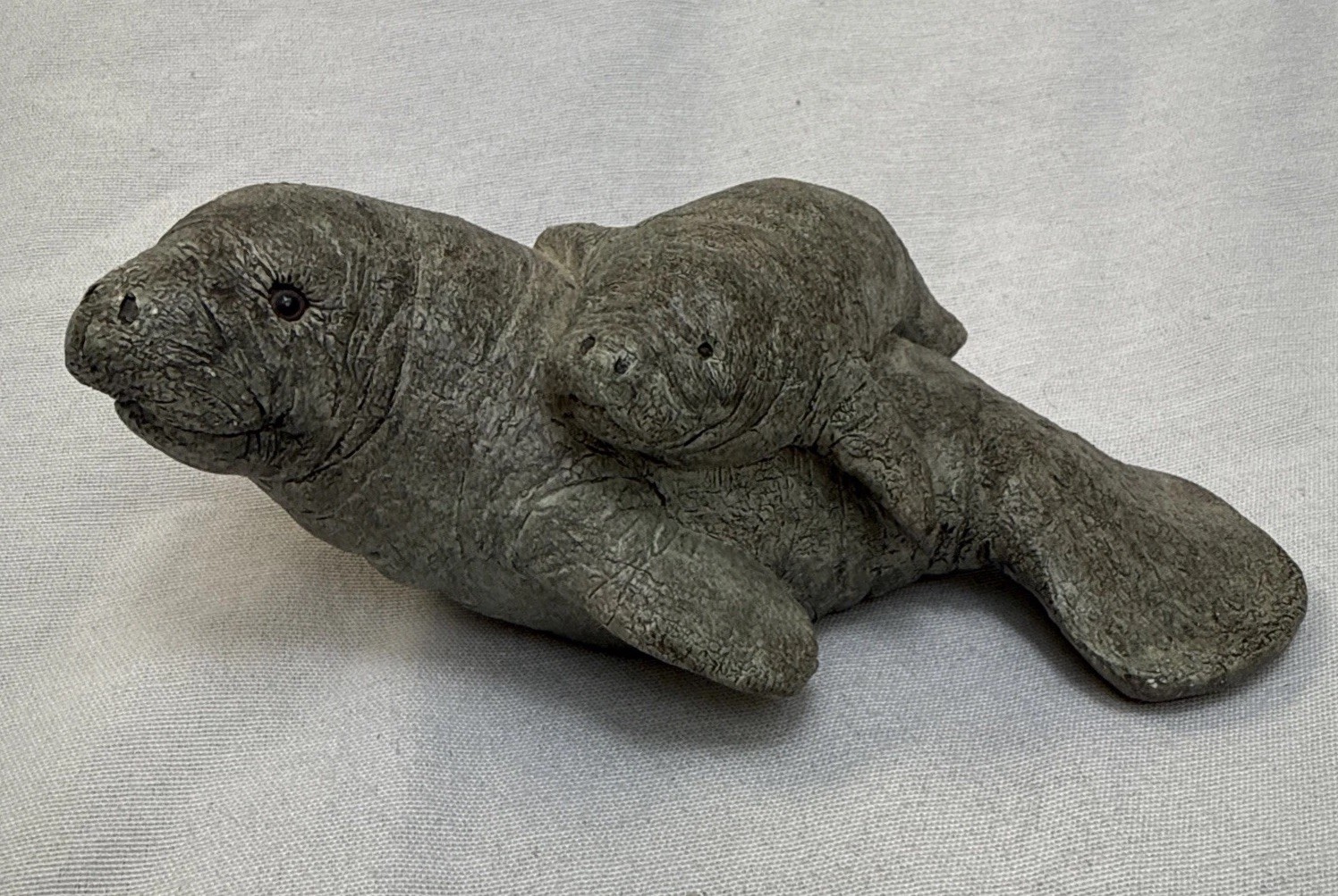 Vintage 1991 Vicki Lane Manatee & Calf Resin Sculpture Creative Design Signed