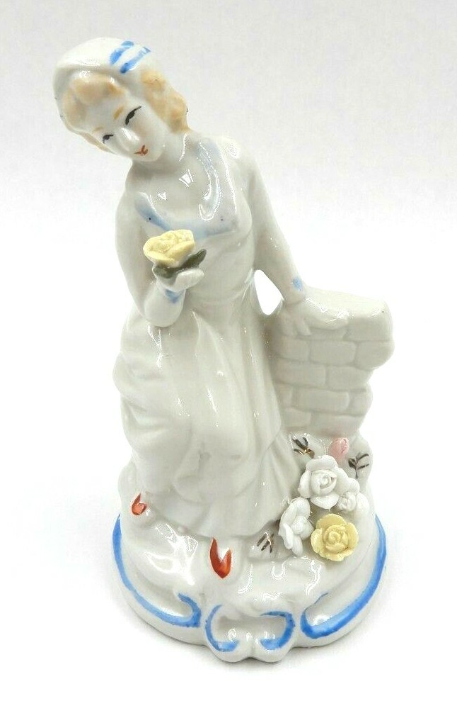 VINTAGE “WOMAN ADORING FLOWERS” PORCELAIN FIGURINE ~ MADE IN GERMANY