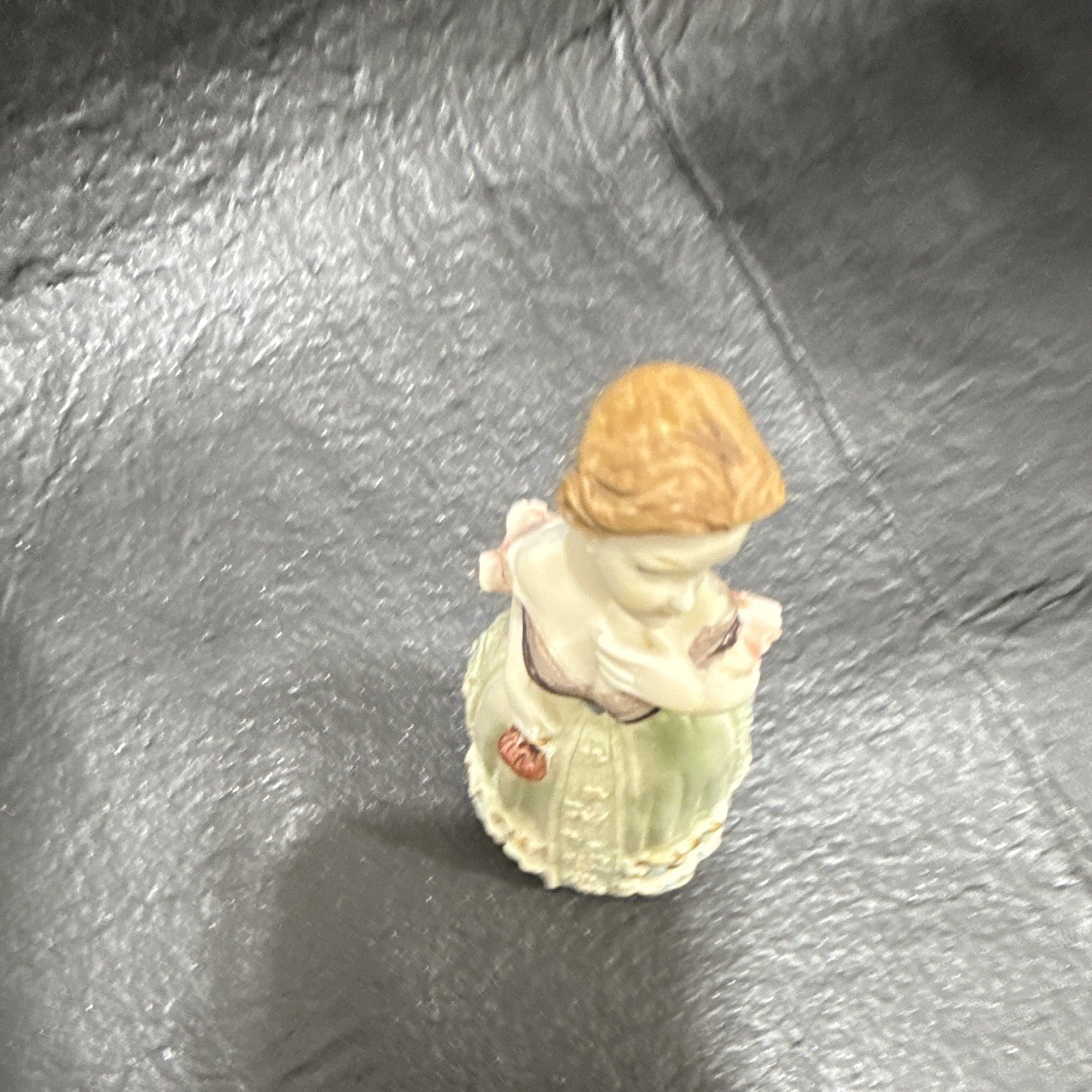 Resin Woman Lady Figurine in Dress, Painted Beige Green Brown Gray Pink