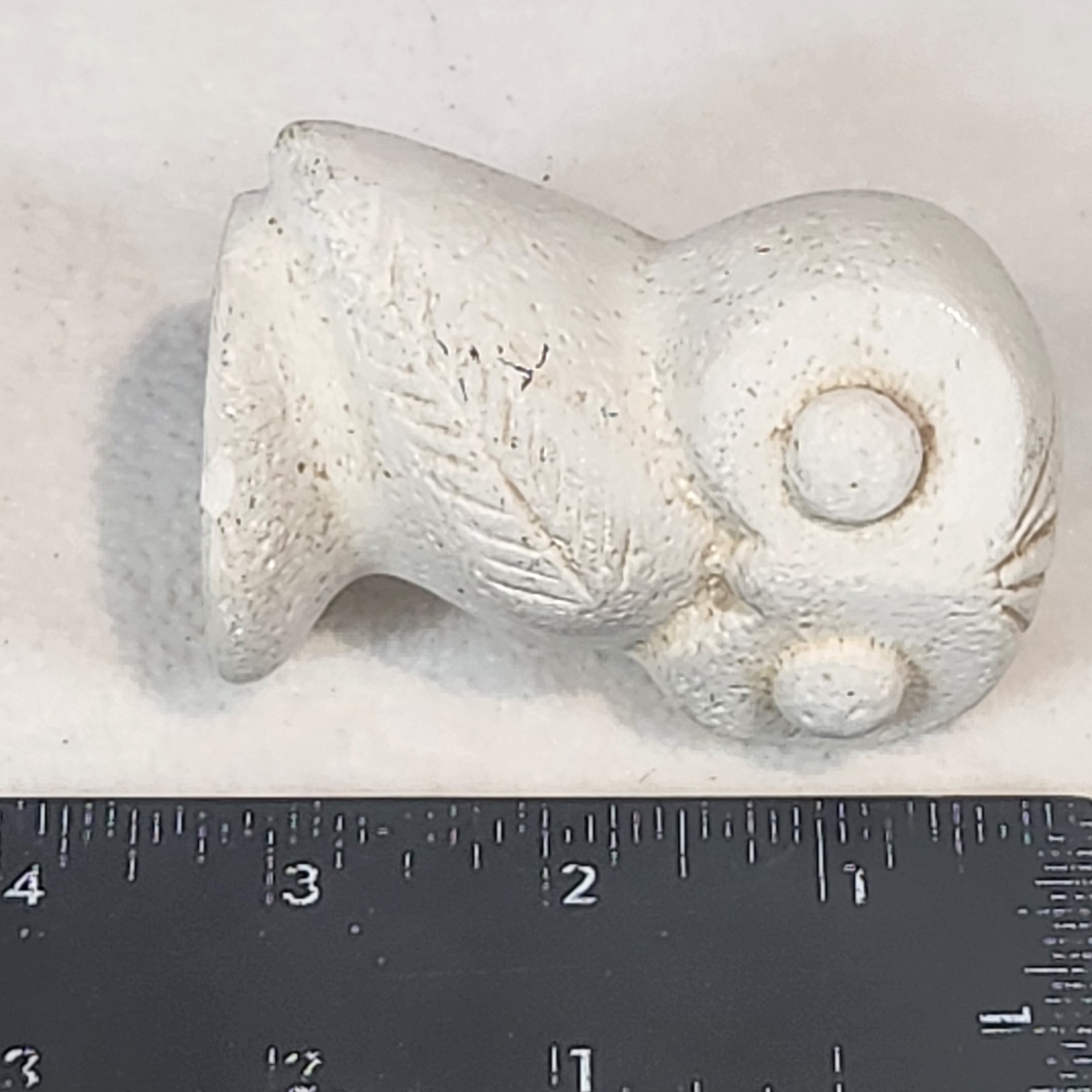 Vintage Hand Carved Solid Chalkware Stone Owl Figurine Statue White ORNATHOLOGY