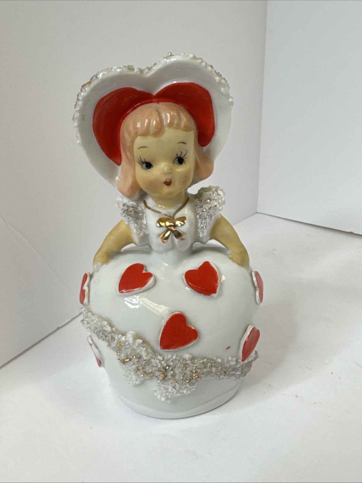 Geo Z Lefton Sweetheart Valentine Girl Bell Figurine Hand Painted 1950’s SP43