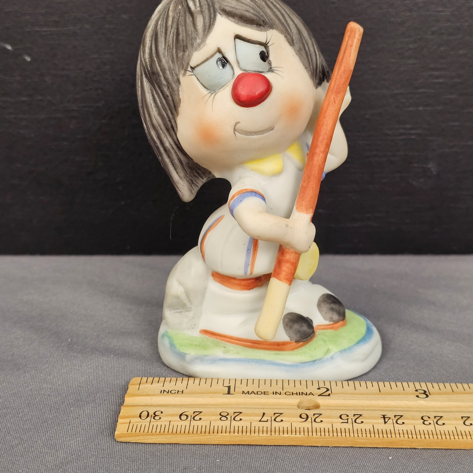 Vintage Arnart Creations Ceramic Figurine Fishing Pole 4″ Tall