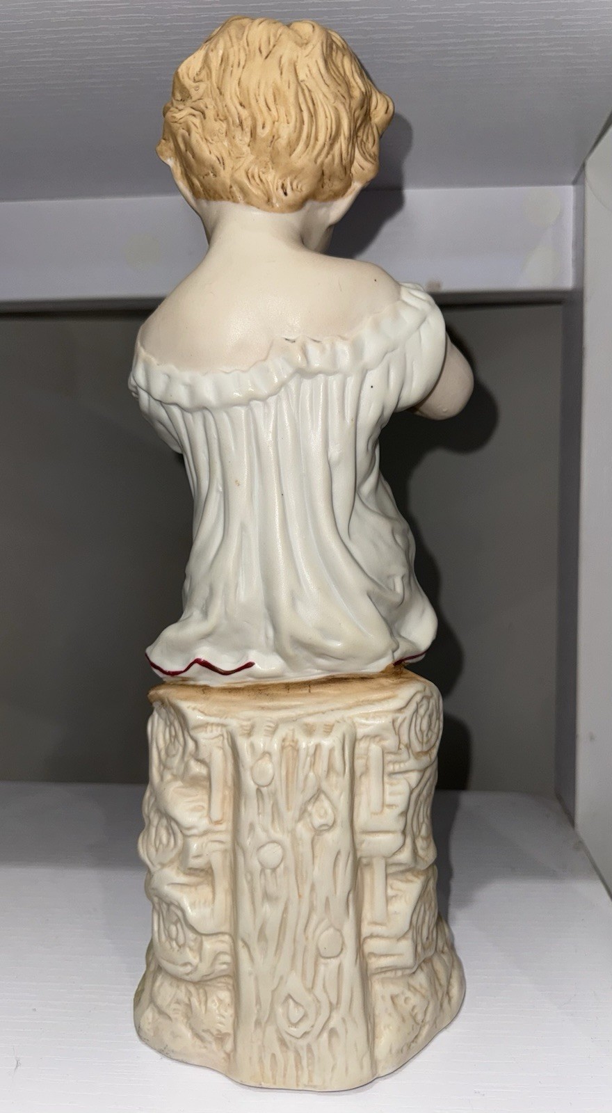 Antique German Bisque Figurines Pair Girl Rabbit Girl Dove Heubach Style 1890s