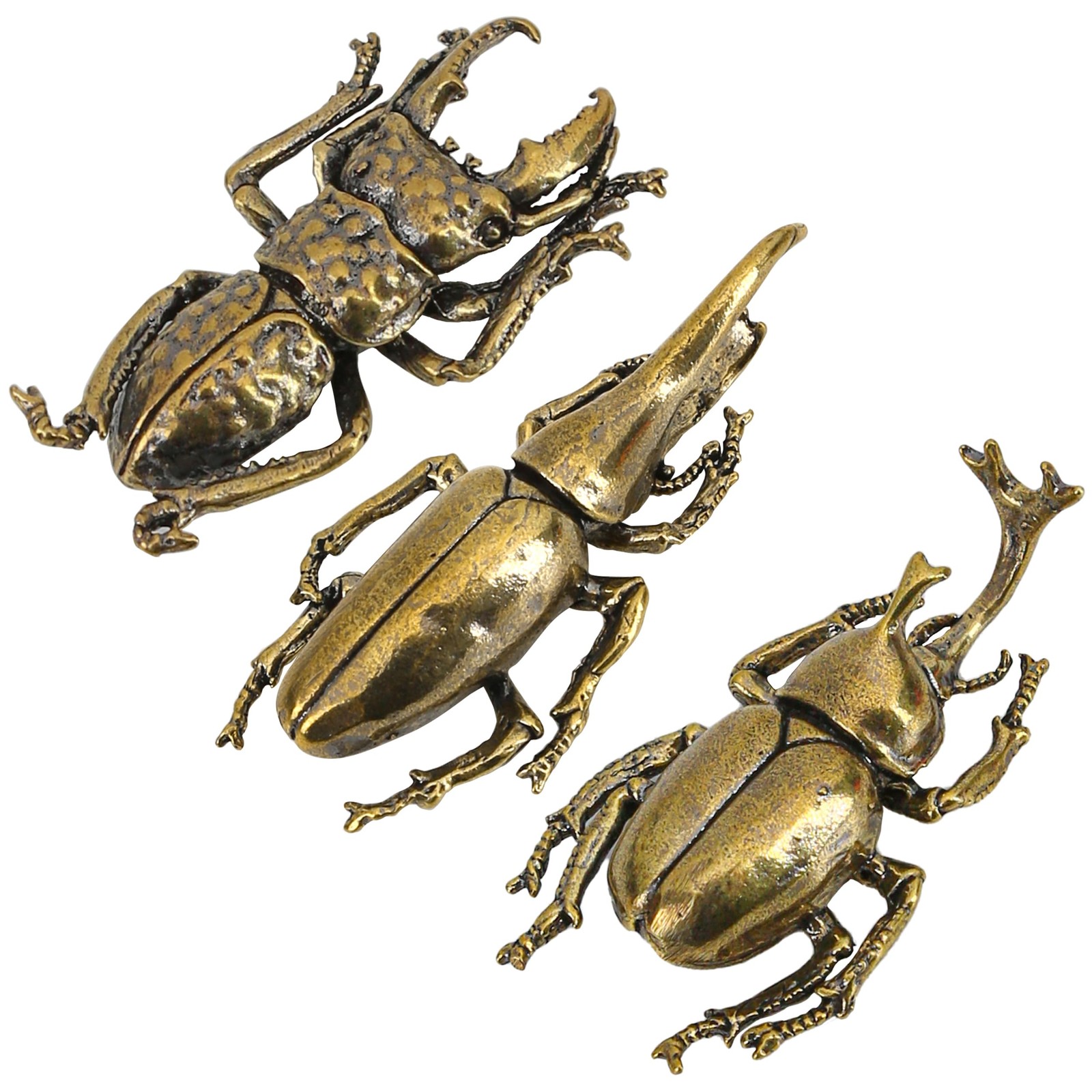 3PCS/Set Insect Bug Wall Decor, Solid Brass Beetle Figurine Ornament, Exquisi…