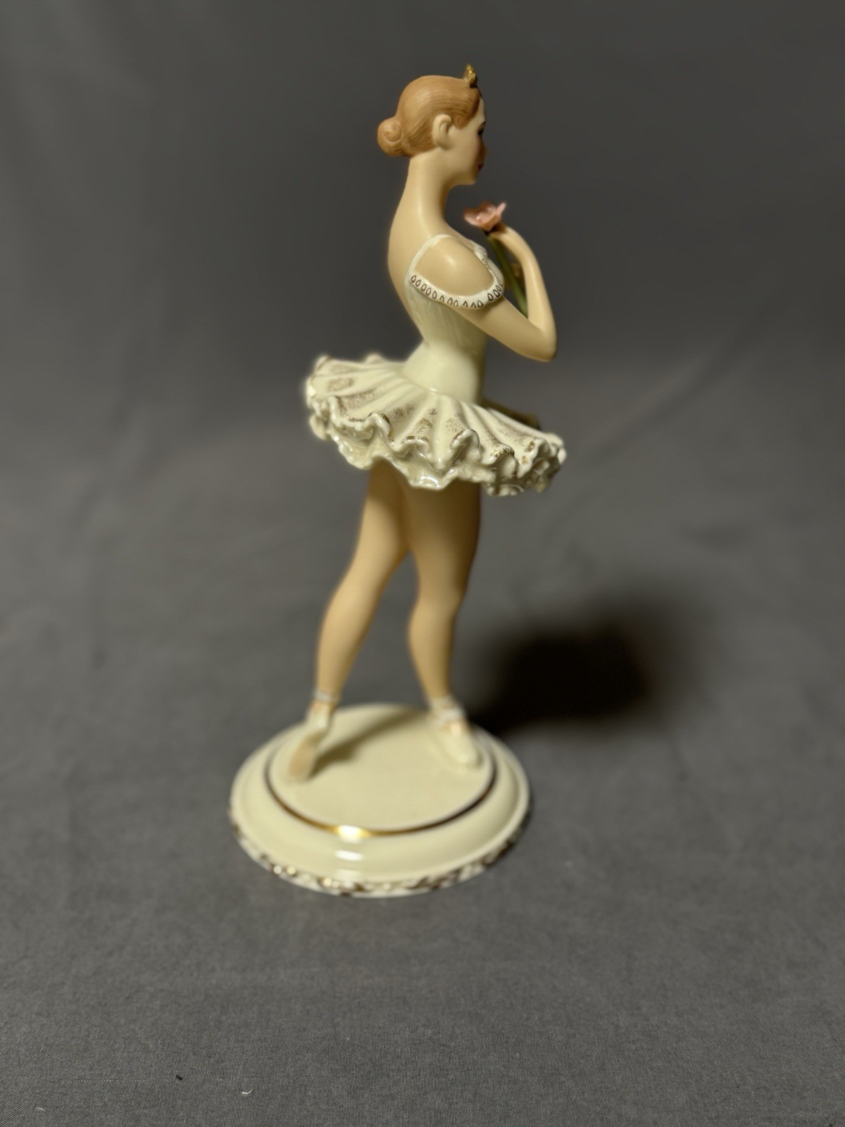 Lenox Poised Perfection Figurine Ballerina with Pink Flower Handcrafted