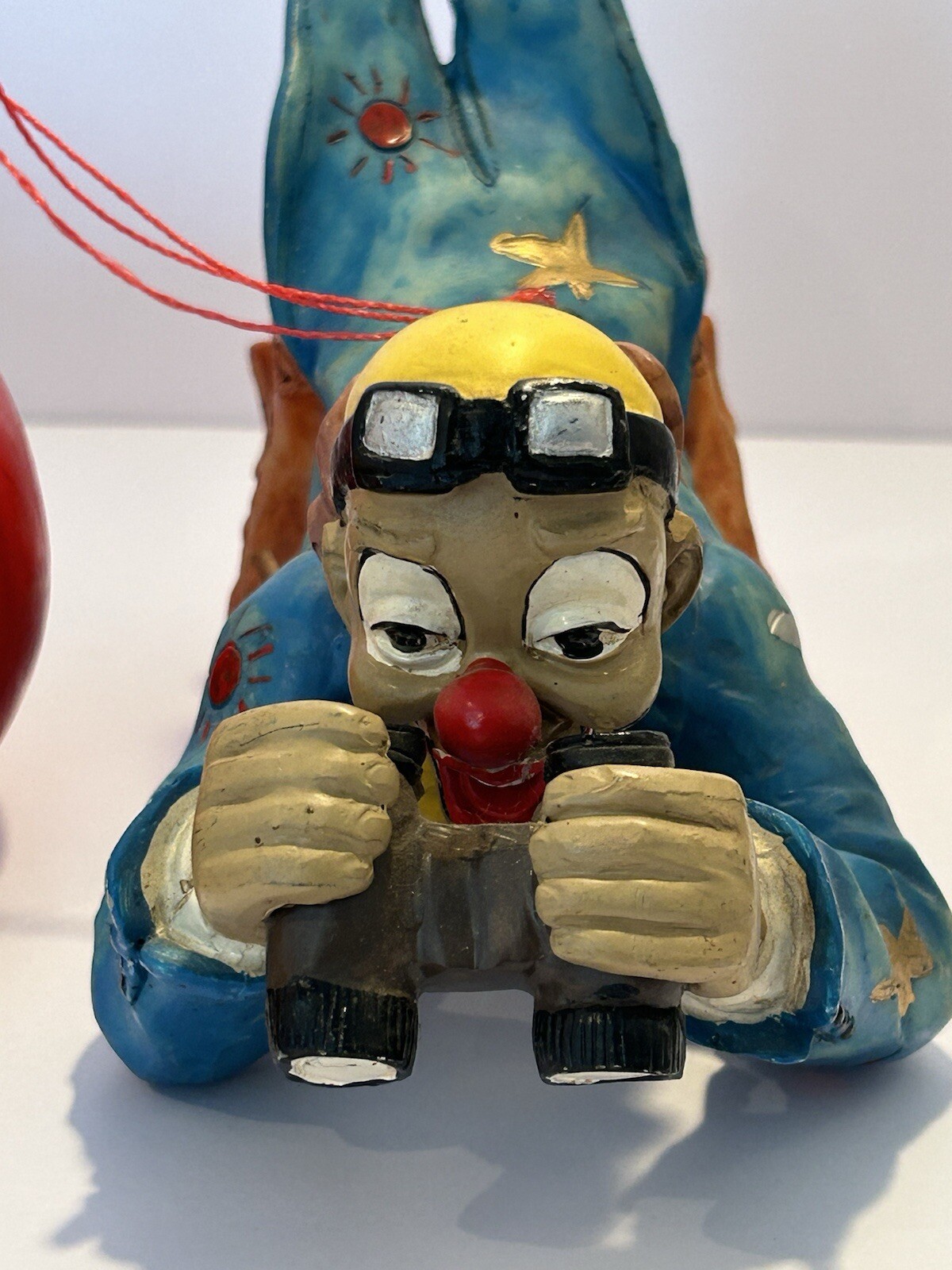 vintage porcelain Explorer clown doll Hanging With Three Balloons