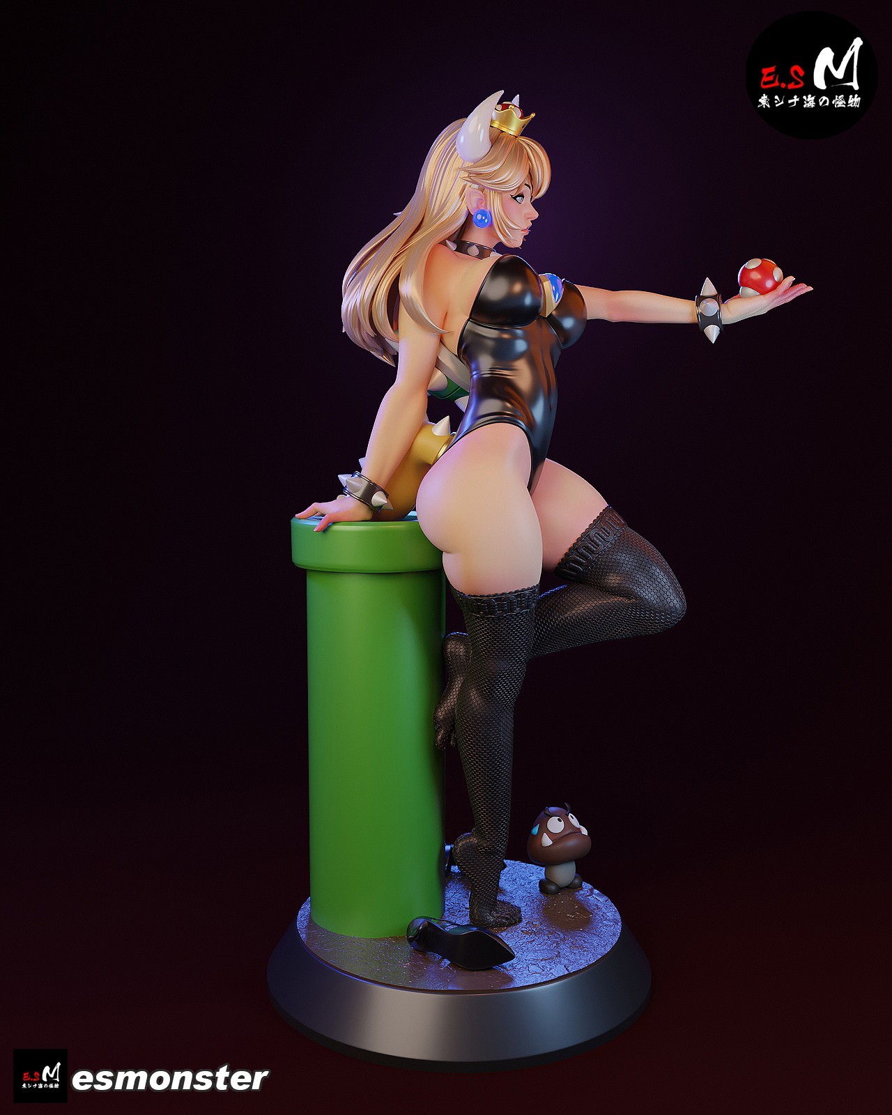 ES Monster Unpainted Unassembled Bowsette Figure Model Kit 1:24-1:4 scale Mario