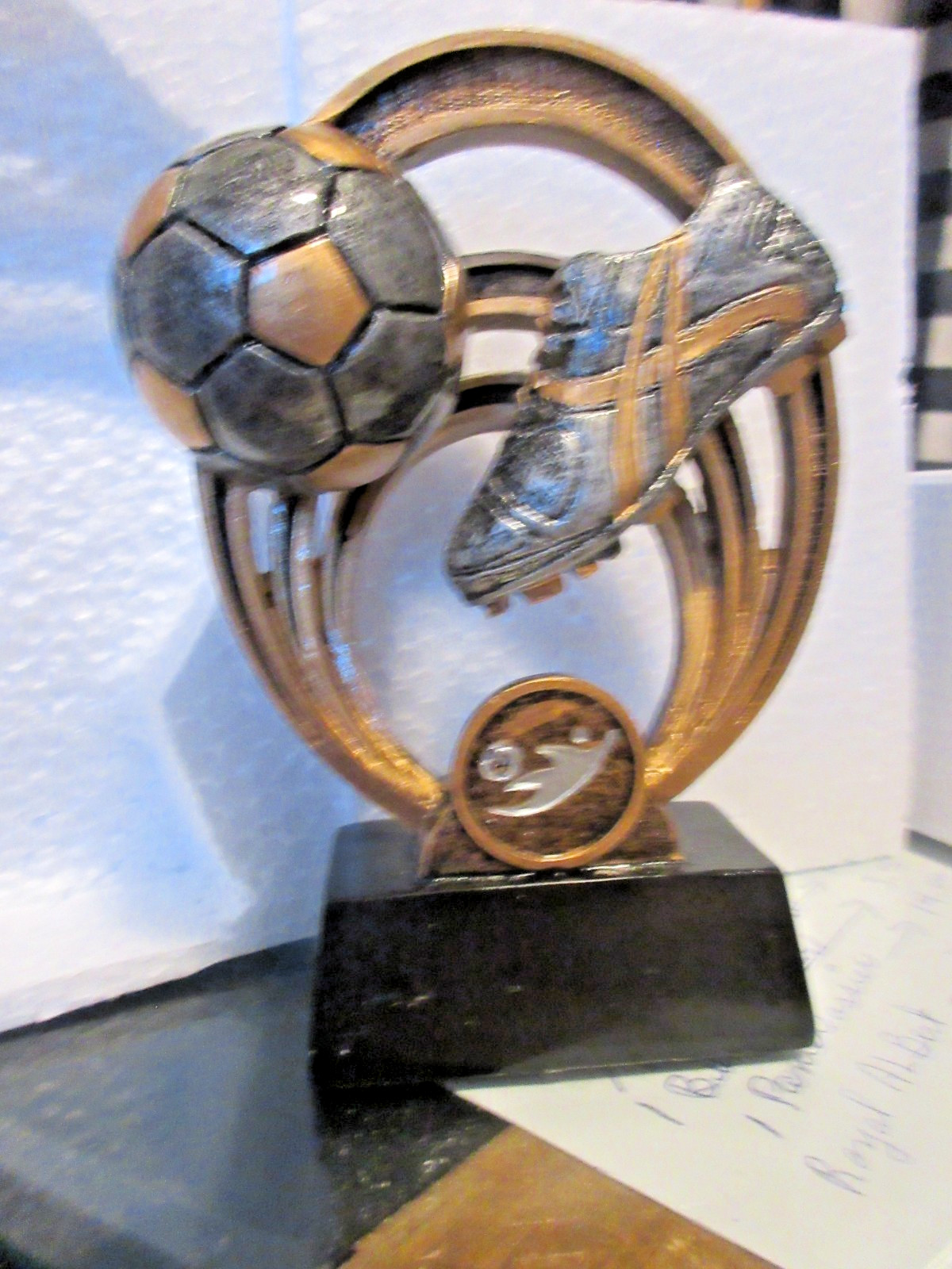 #12B football 1 trophy gold gray Tone Resin Football sport ballon soccer