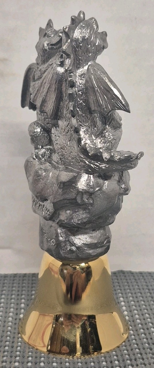 Vintage 1999 Michael Ricker Pewter Dragons Bell “Kathy & Joe” LTD ED #474 W/COA