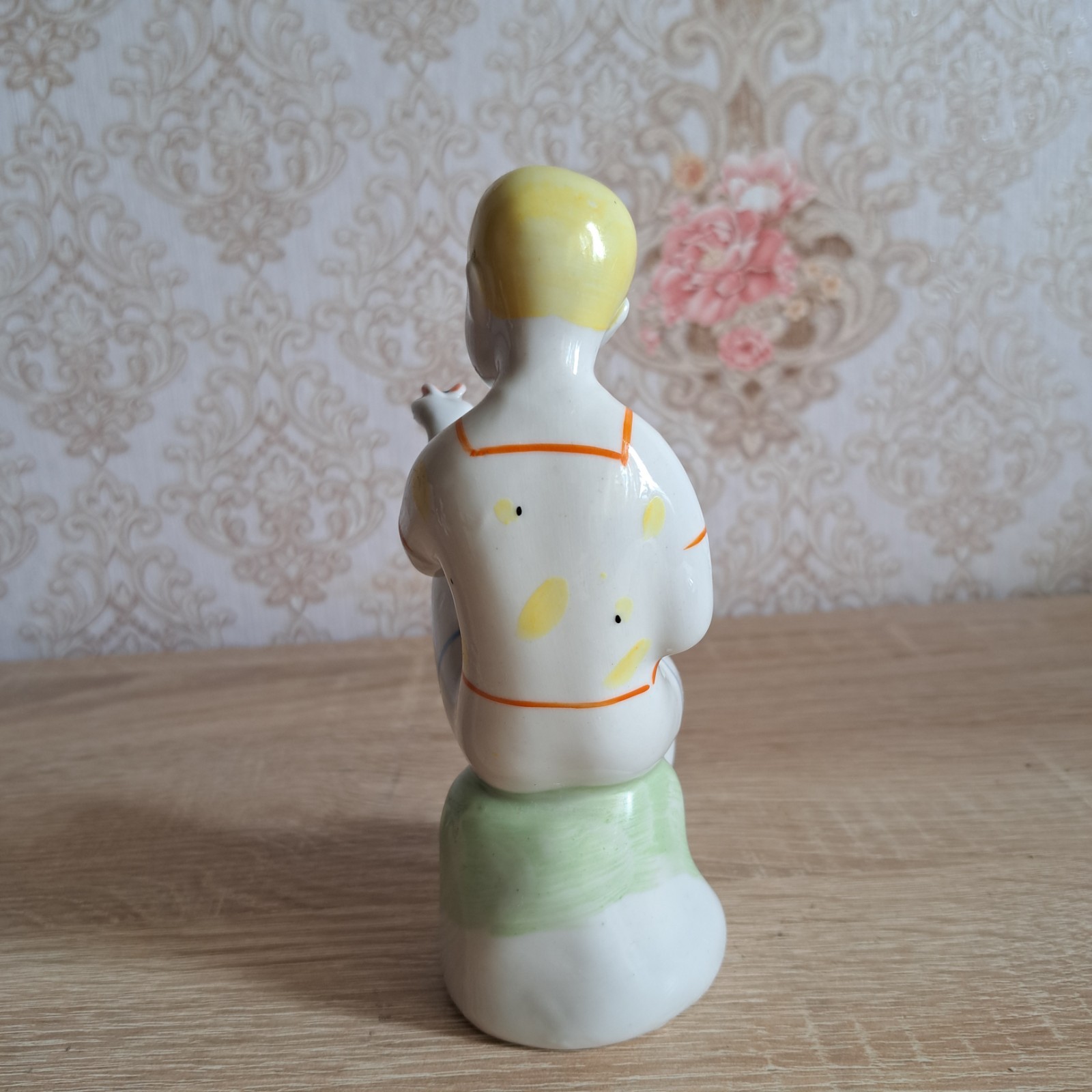 Vintage Ukrainian figurine Boy with a butterfly. porcelain 1950s Polonoe
