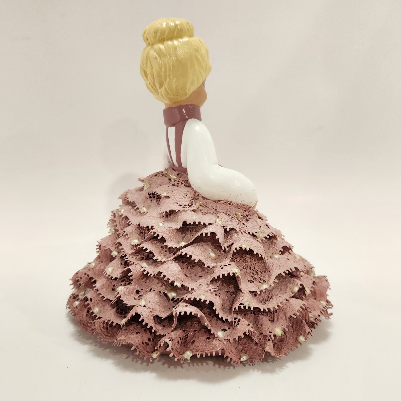 Vintage Art Pottery Figurine Blond Girl Pink Dress 6.5″ Ceramic Hand Painted