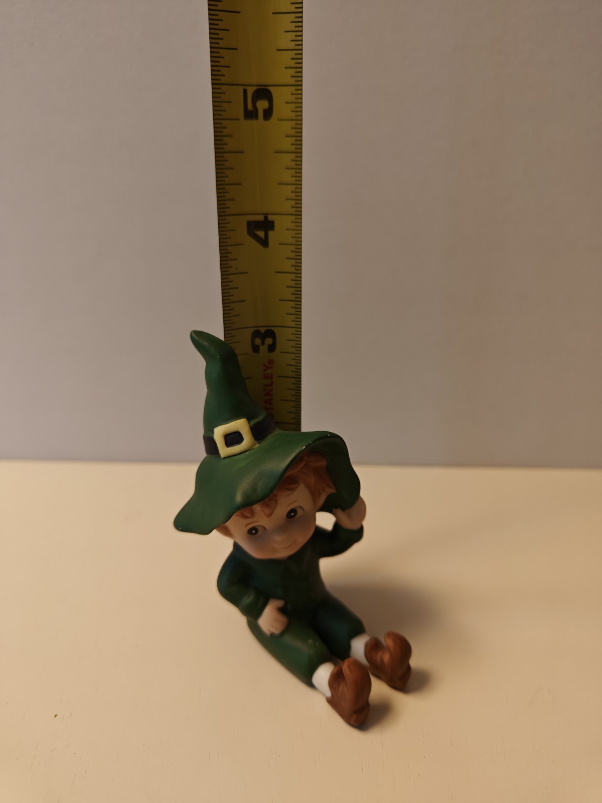 Lefton Ceramic Pixie Elf Leprechaun Irish Figurine Hat with Tag Vtg Collectible