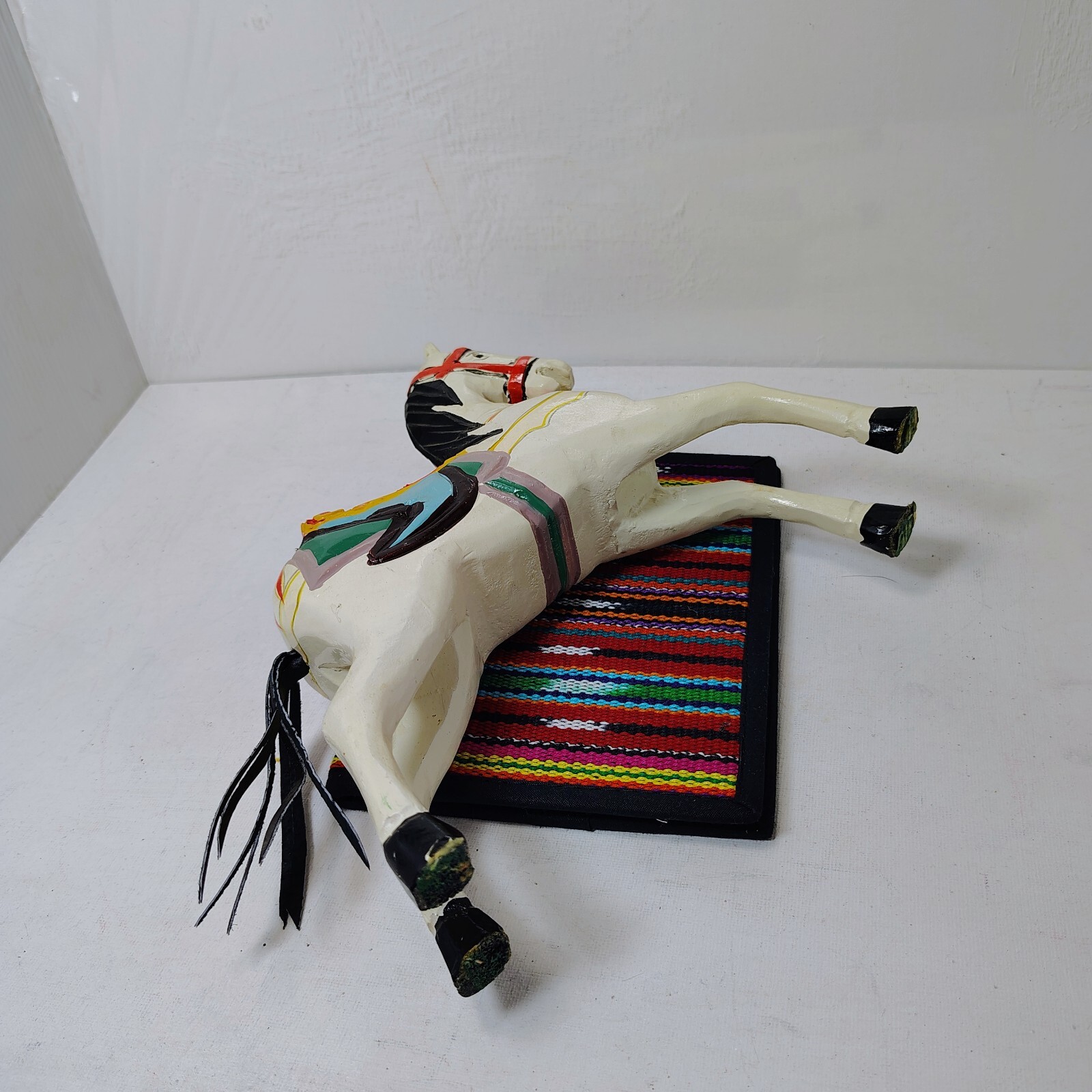 Vintage Hand Carved Wooden Horse Made in Germany 8.5″ Wide x 8″ Tall Colorful