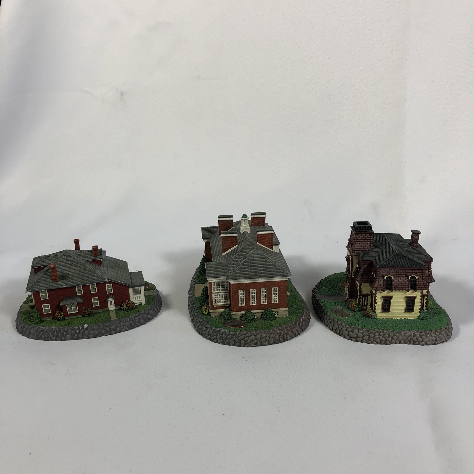 Vintage Norman Rockwell Hometown 3 Building Set Citizens Hall School Parsonage