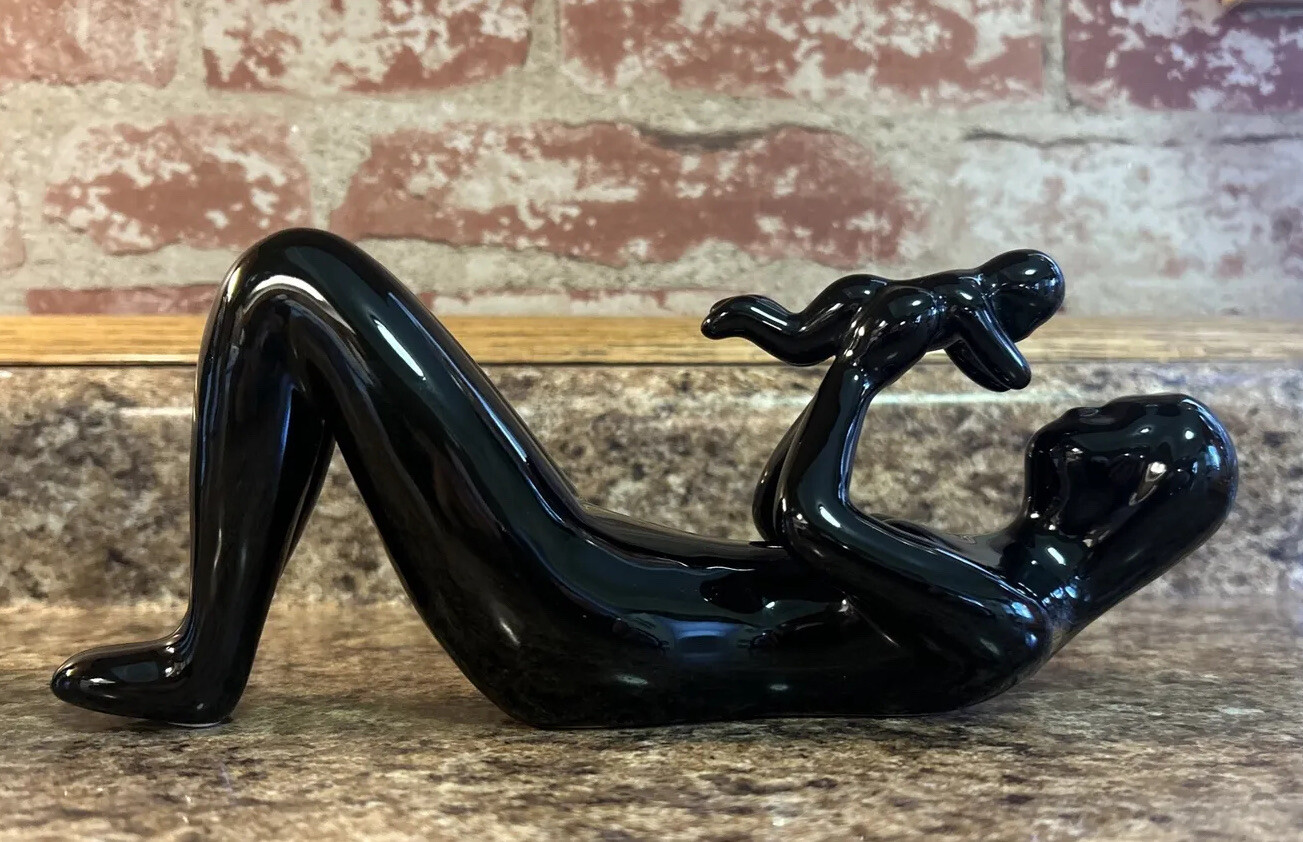 Mother and Child Love Black Ceramic Sculpture Figurine