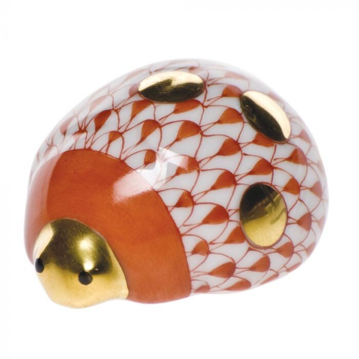 HEREND, LUCKY LADYBUG, RUST FISHNET, #VH-15064, BRAND NEW, MINT & BOX!