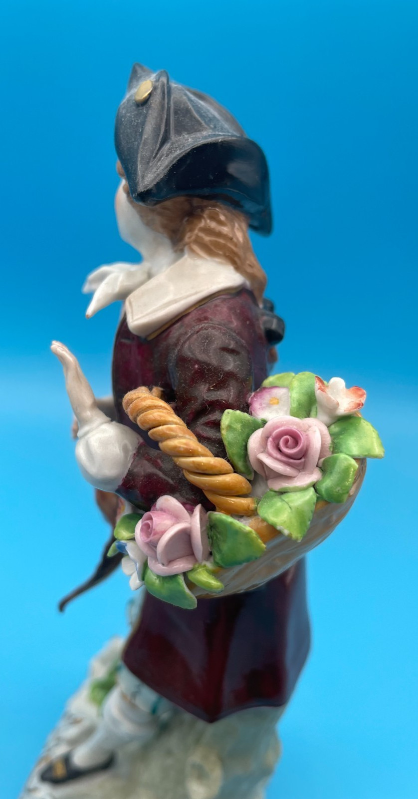 Beautiful Sitzendorf Man Holding Flowers & Bird Woman Holding Flowers & Rabbit